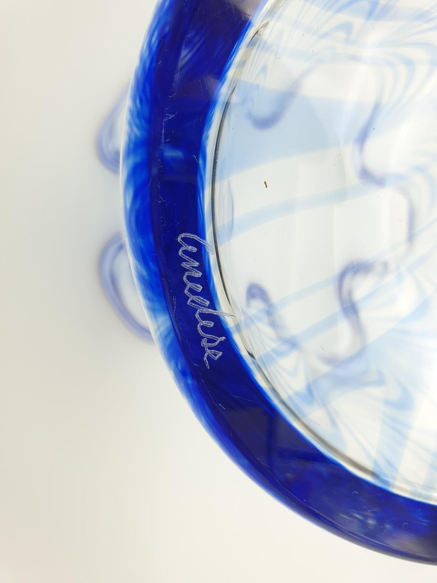 Classic Murano Glass Blue Fazzoletto Vase by Cenedese, 1970s For Sale 5