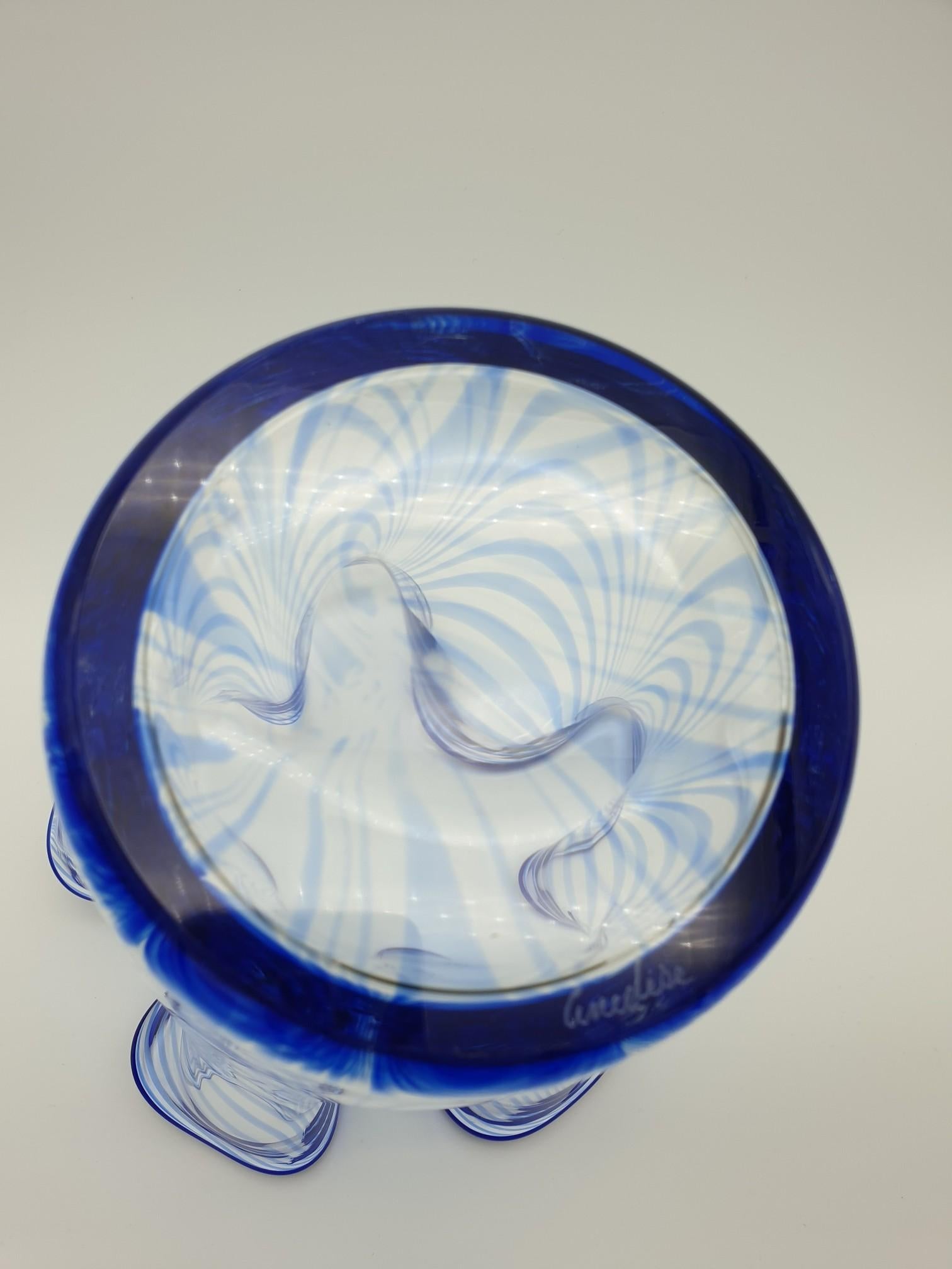 Classic Murano Glass Blue Fazzoletto Vase by Cenedese, 1970s For Sale 4