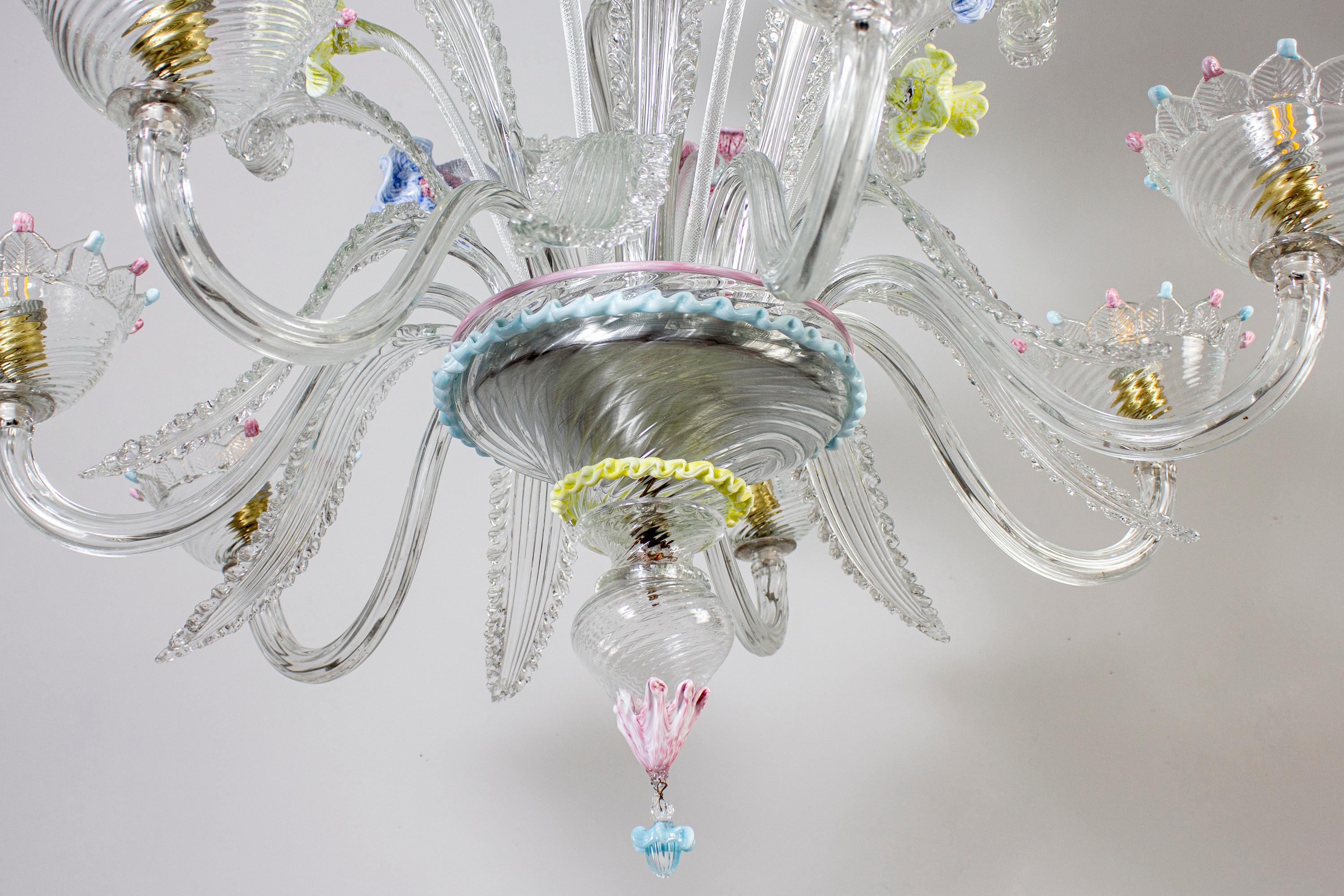Lustre classique en verre de Murano multicolore 1970'. en vente 5