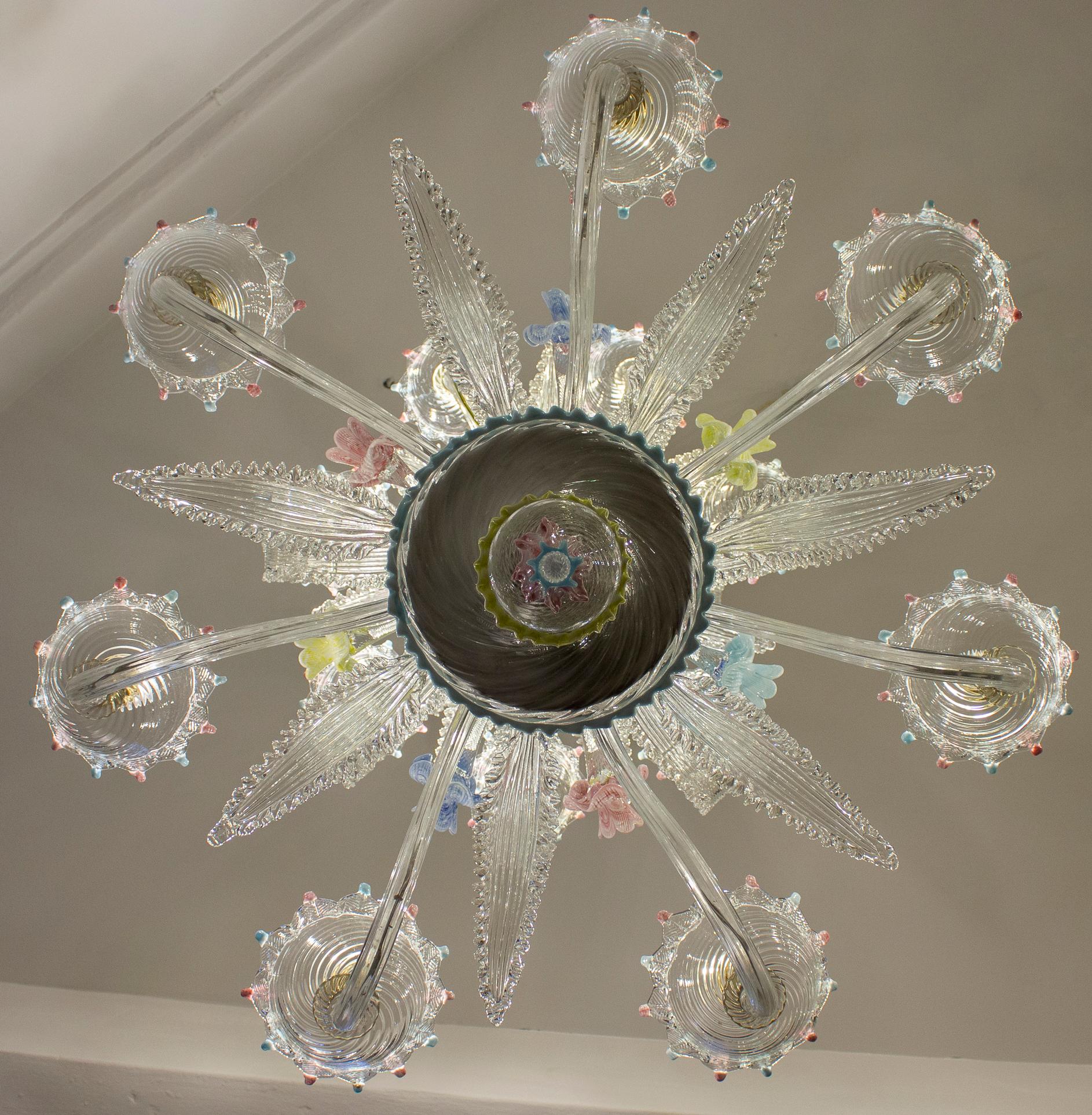 Lustre classique en verre de Murano multicolore 1970'. en vente 7