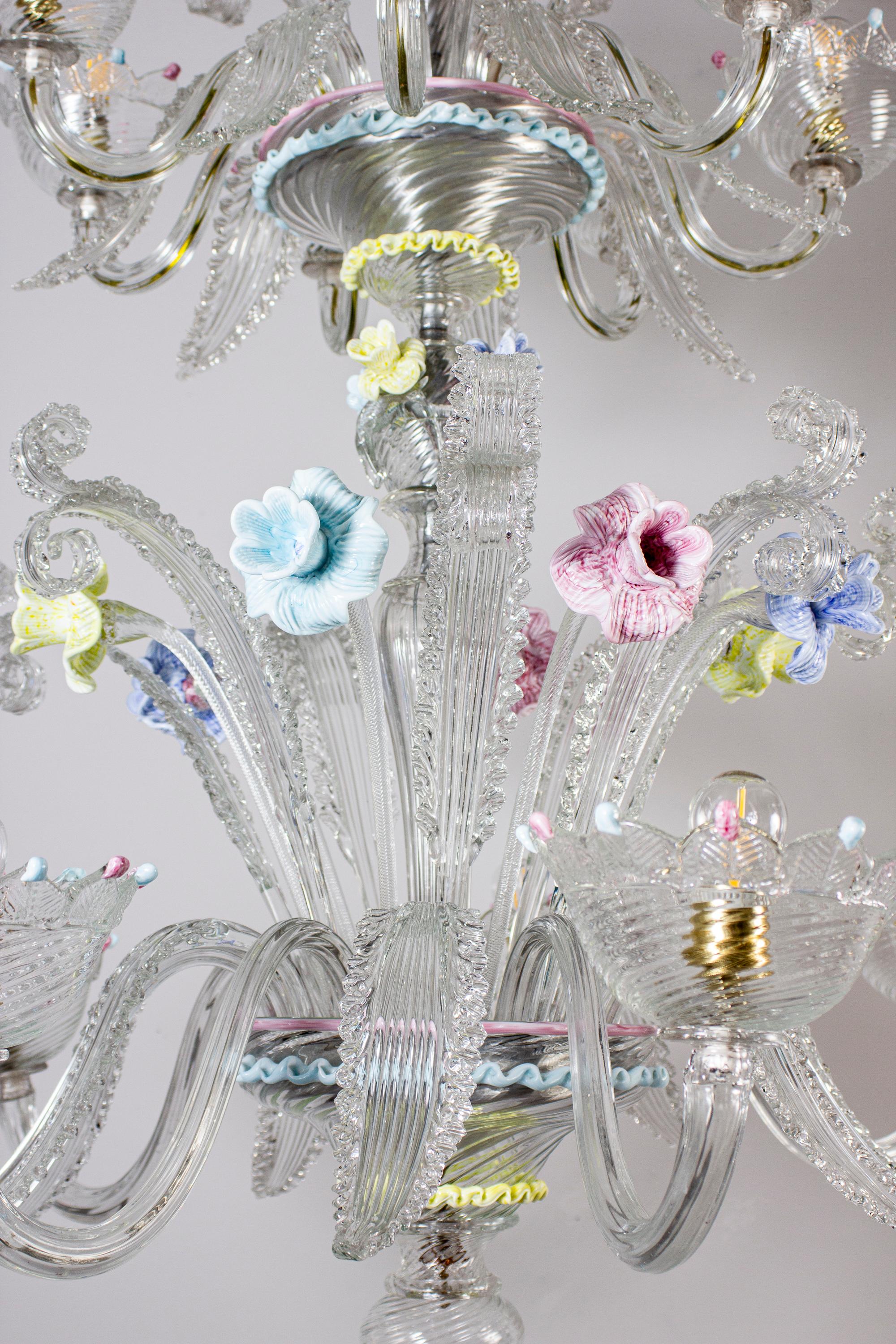 Lustre classique en verre de Murano multicolore 1970'. en vente 8