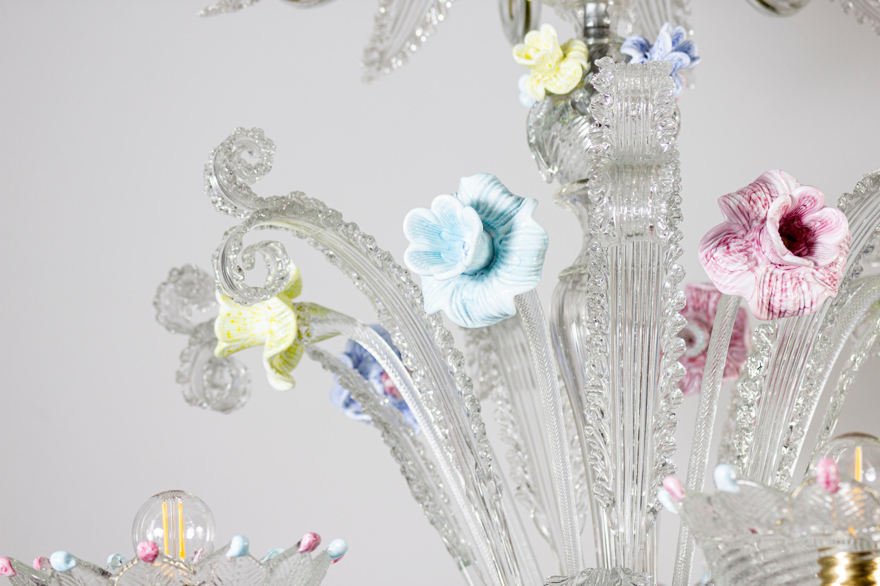 Lustre classique en verre de Murano multicolore 1970'. en vente 11