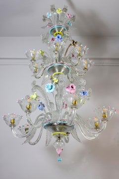 Classic Murano Glass Multicolor Chandelier 1970'