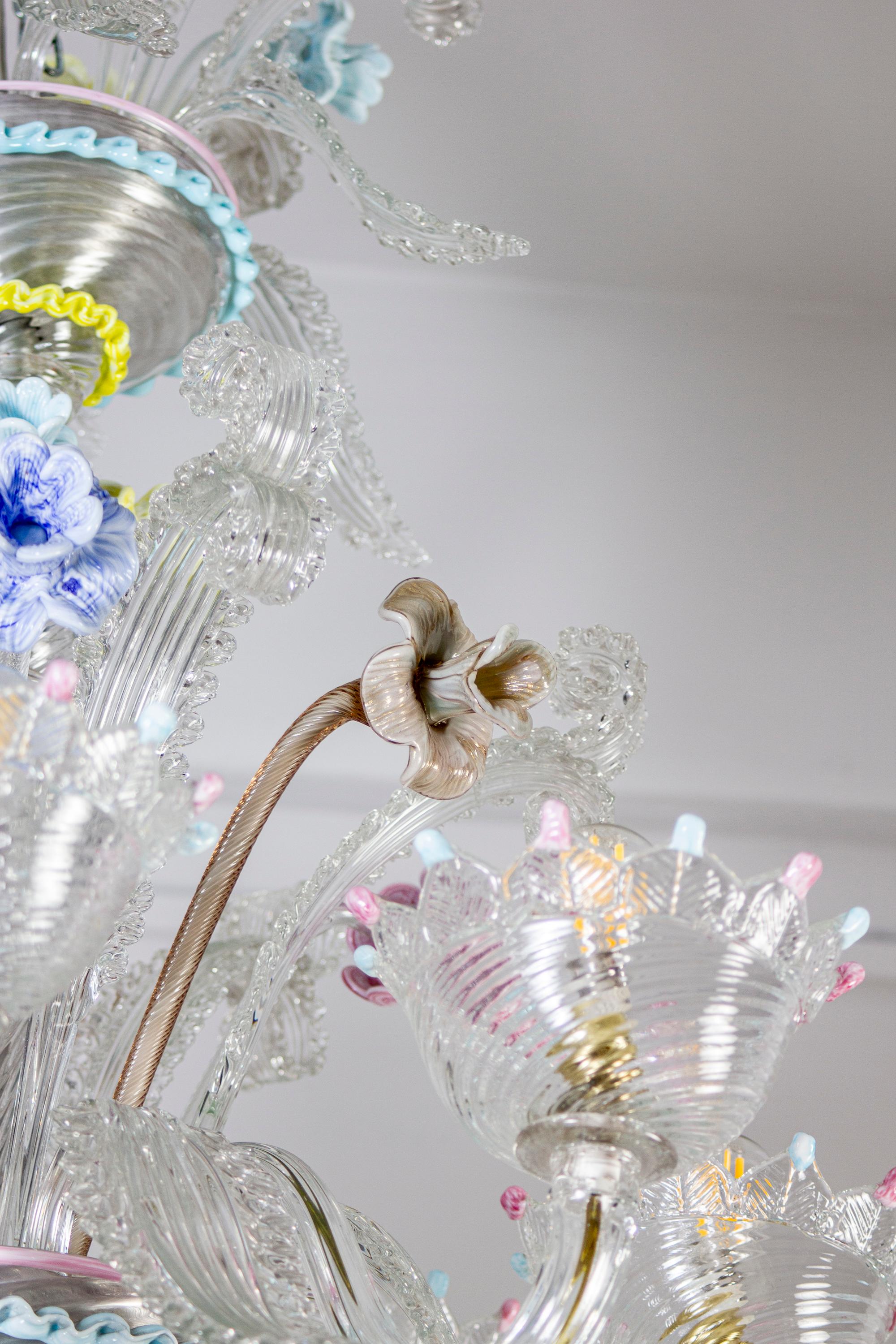 Lustre classique en verre de Murano multicolore 1970'. en vente 2