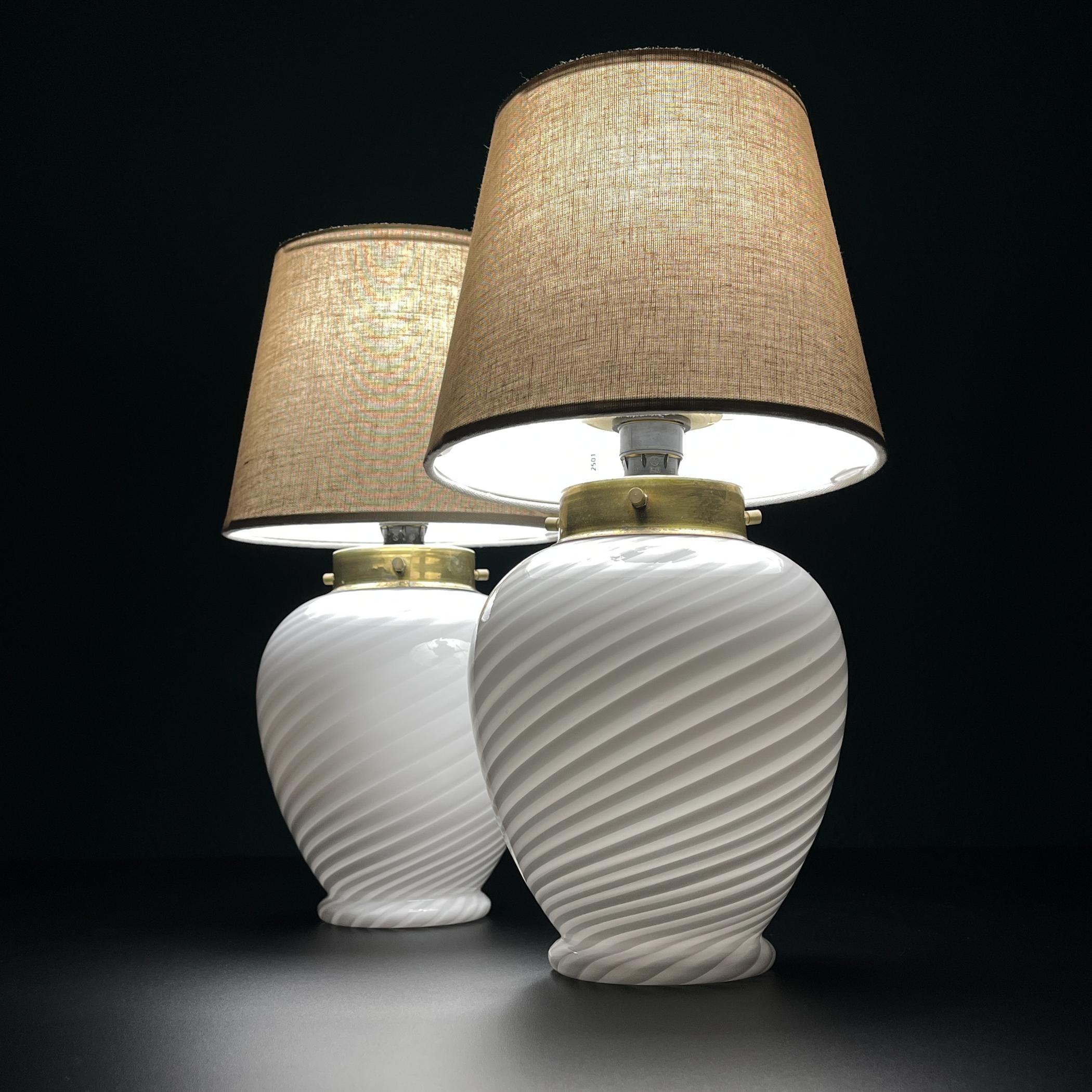 Italian Classic Murano glass table lamps, Italy 1970s, Set of 2 For Sale