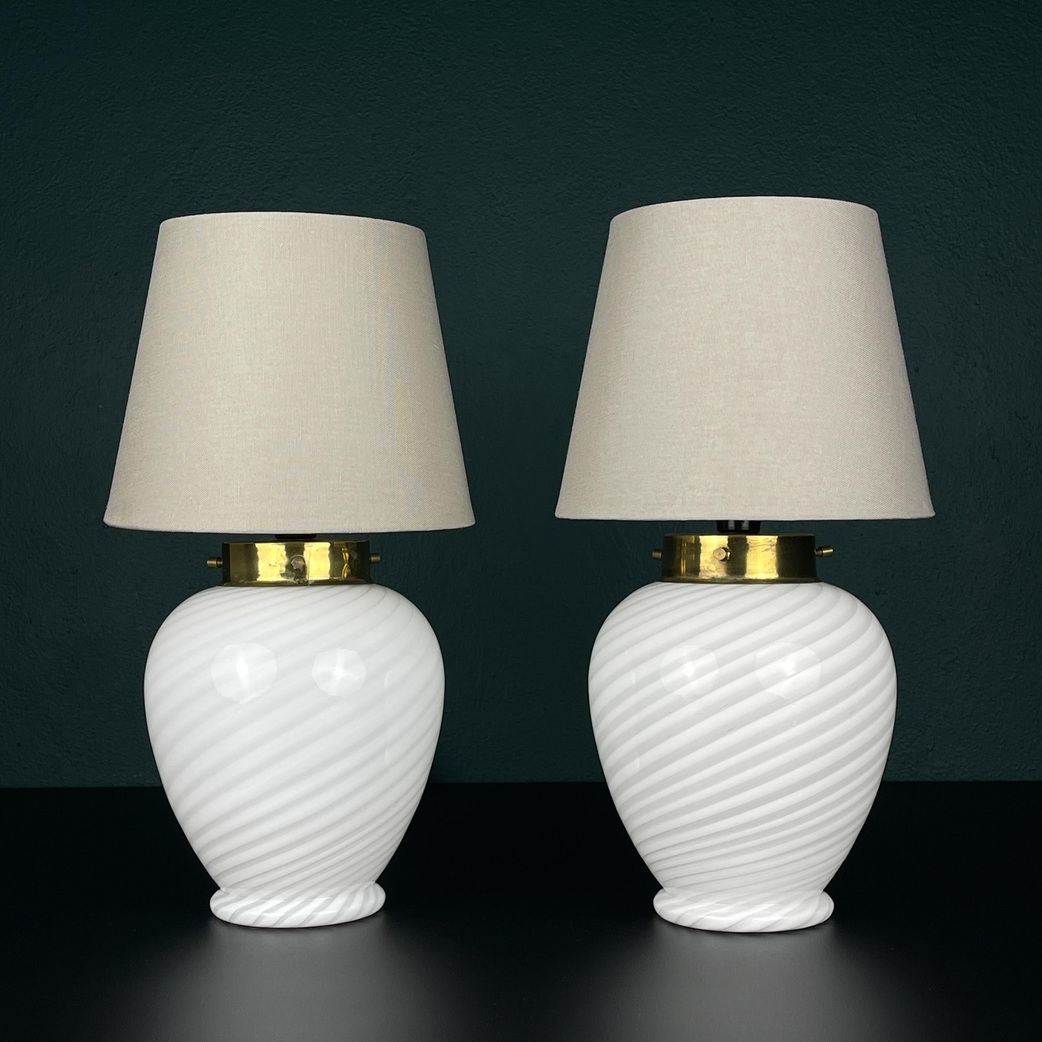 20th Century Classic Murano glass table lamps, Italy 1970s, Set of 2 For Sale