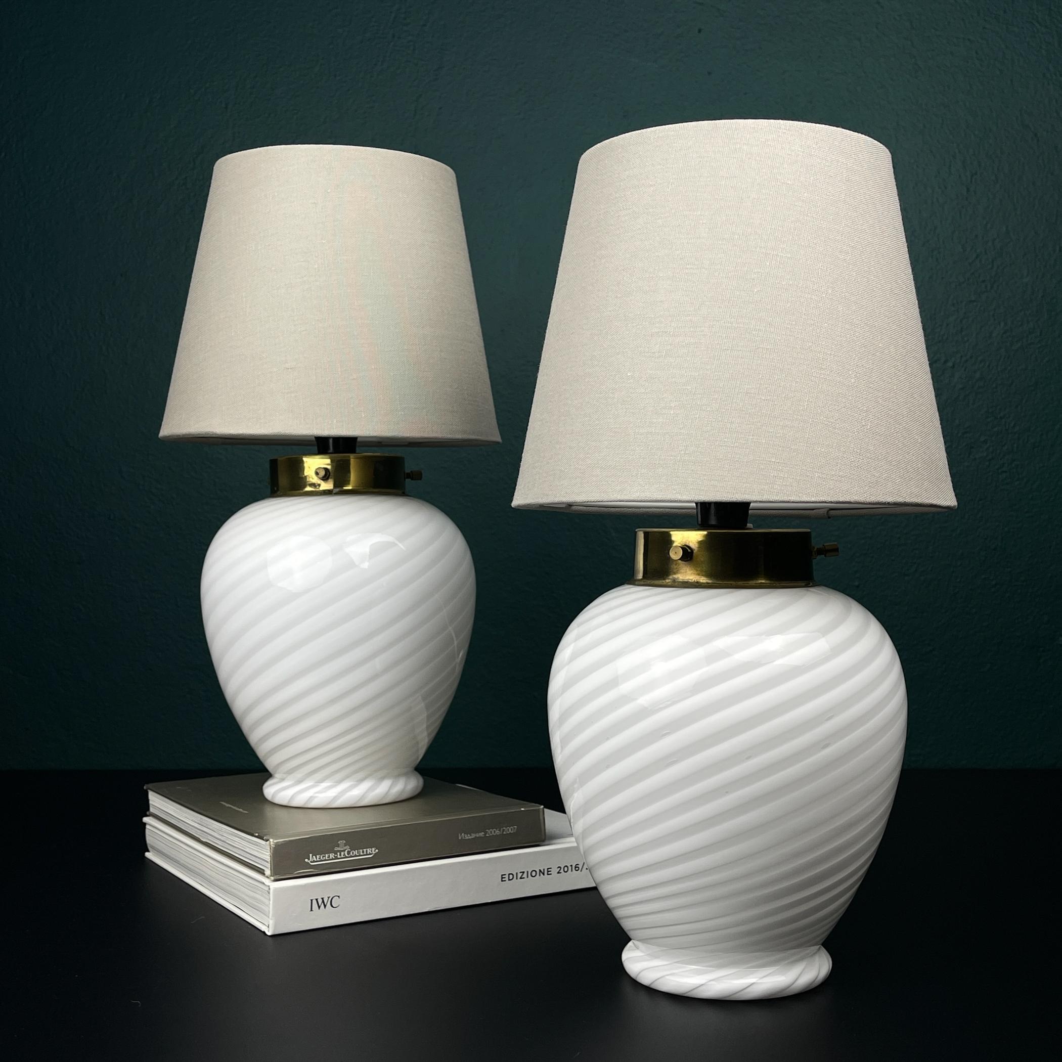 Murano Glass Classic Murano glass table lamps, Italy 1970s, Set of 2 For Sale