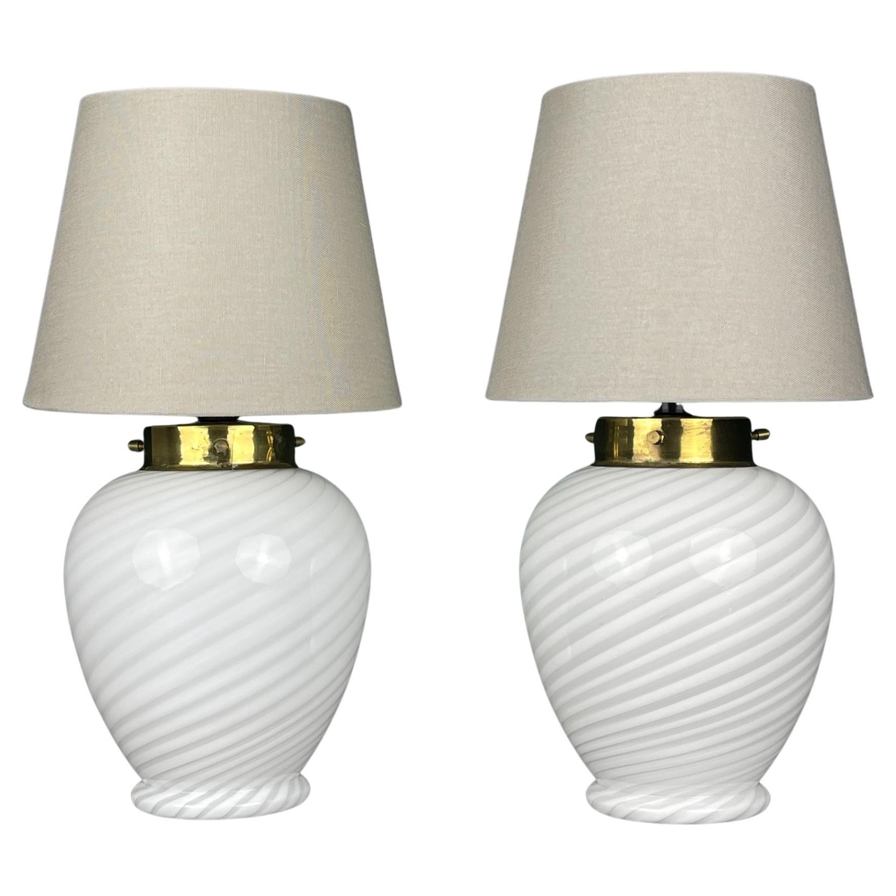 Classic Murano glass table lamps, Italy 1970s, Set of 2