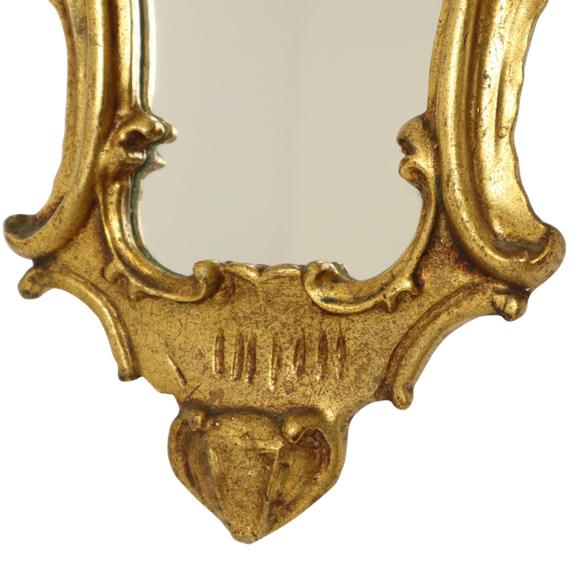 Espejo Clásico Estrecho Crestado Dorado Hoja de Oro Estilo Barroco 72cm en venta 4