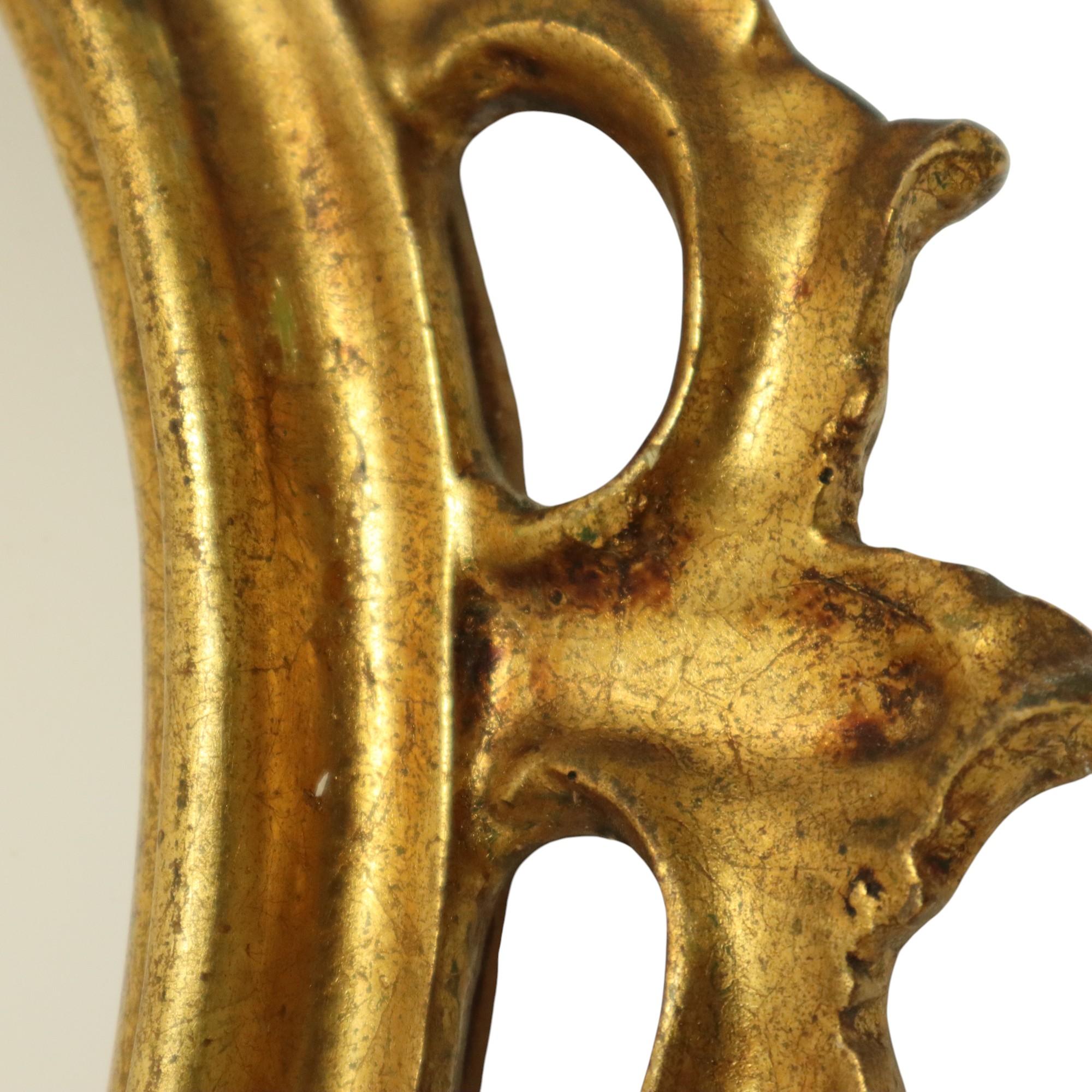 Espejo Clásico Estrecho Crestado Dorado Hoja de Oro Estilo Barroco 72cm en venta 5
