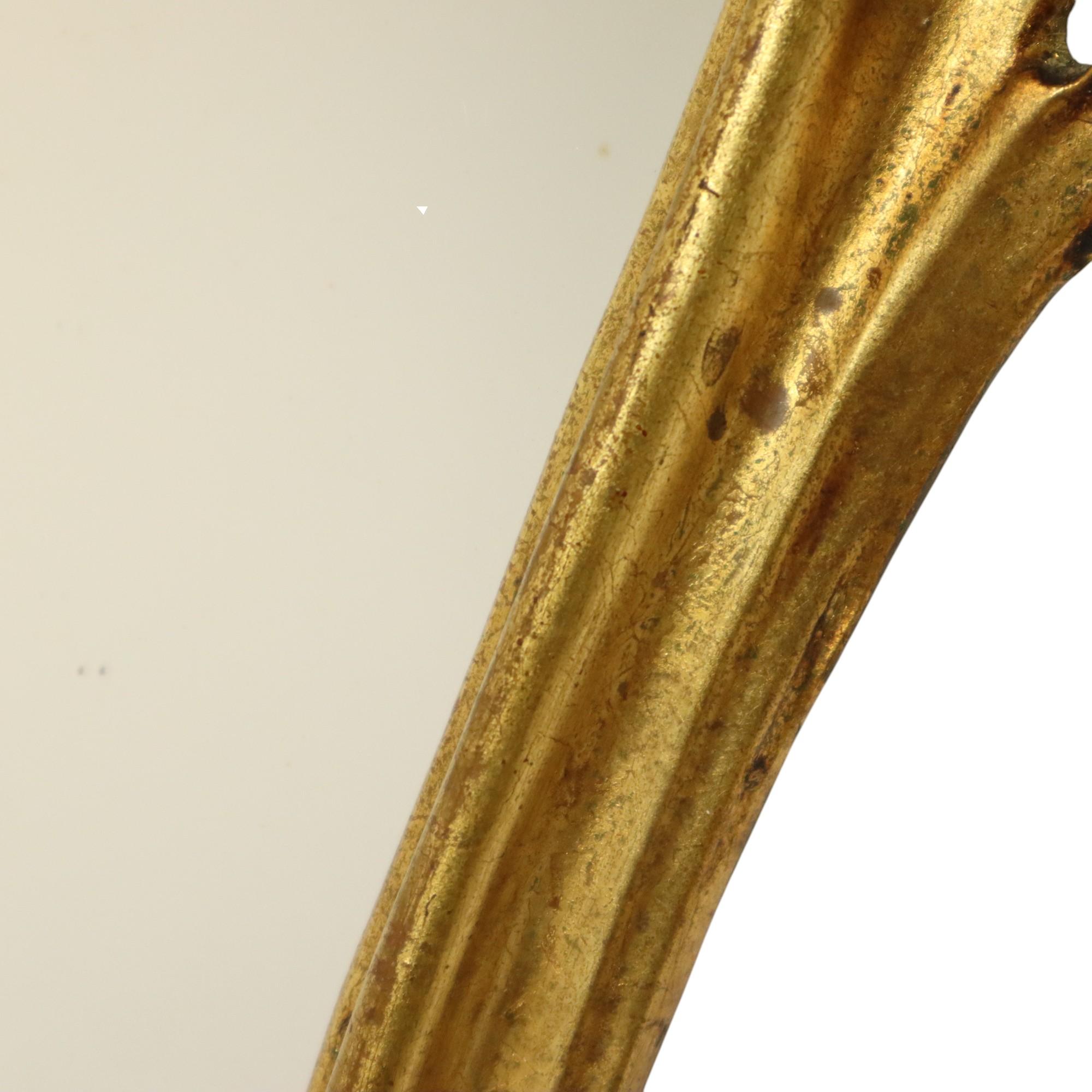 Espejo Clásico Estrecho Crestado Dorado Hoja de Oro Estilo Barroco 72cm en venta 6
