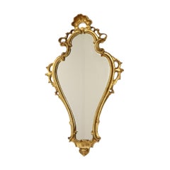Classic Narrow Crested Mirror Gold Leaf Gilded Baroque Style 72cm