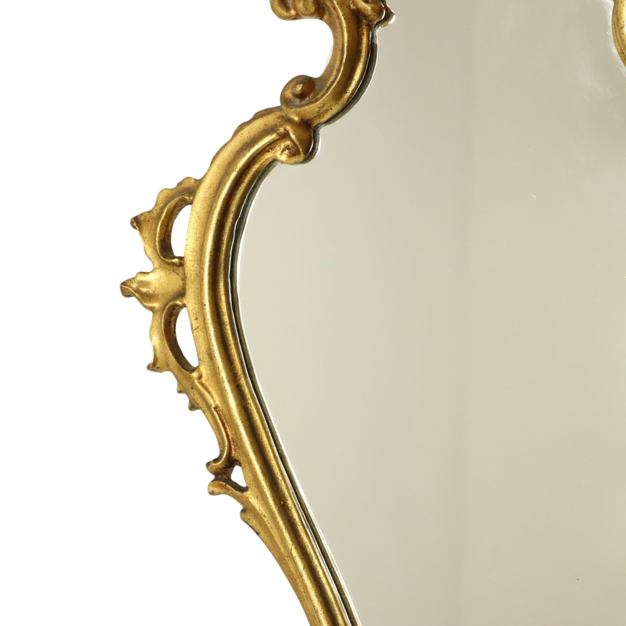 Espejo Clásico Estrecho Crestado Dorado Hoja de Oro Estilo Barroco 72cm en Bueno estado para la venta en Poperinge, BE