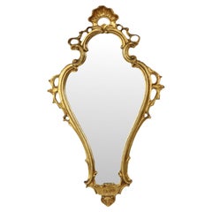 Espejo Clásico Estrecho Crestado Dorado Hoja de Oro Estilo Barroco 72cm