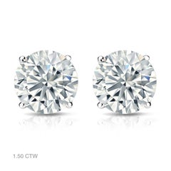Orecchini classici con diamante naturale da 1,50 ctw in oro bianco 14K