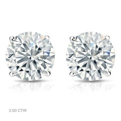 Classic Natural Diamond 2.00 ctw Stud Earrings in 14K White Gold