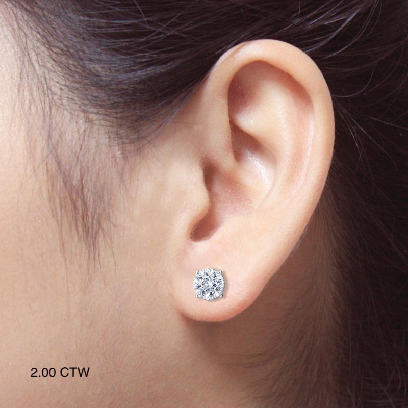Women's or Men's Classic Natural Diamond 2.00 ctw Stud Earrings in 14K White Gold For Sale