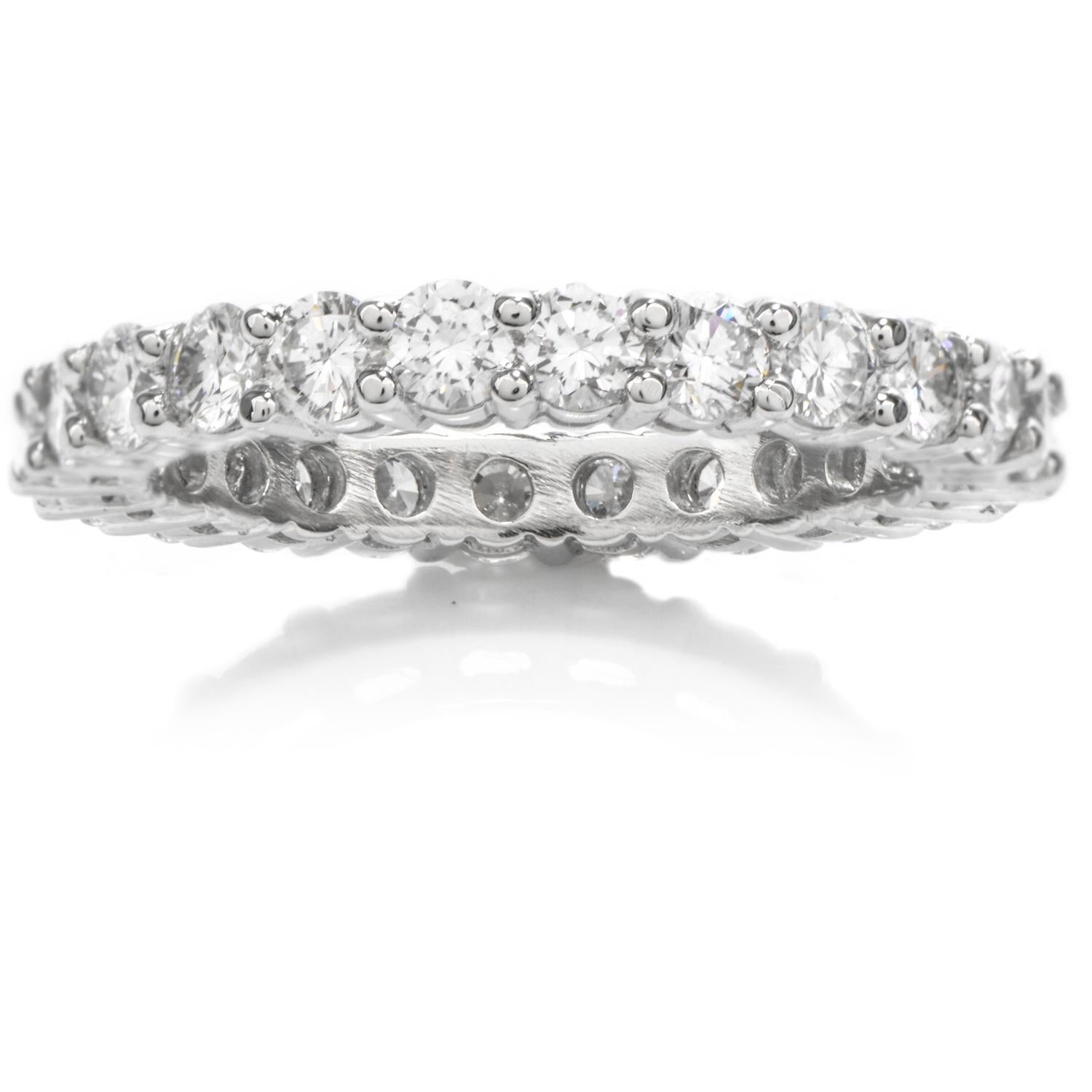 Art Deco Classic Natural Diamond Platinum Eternity Band Ring For Sale