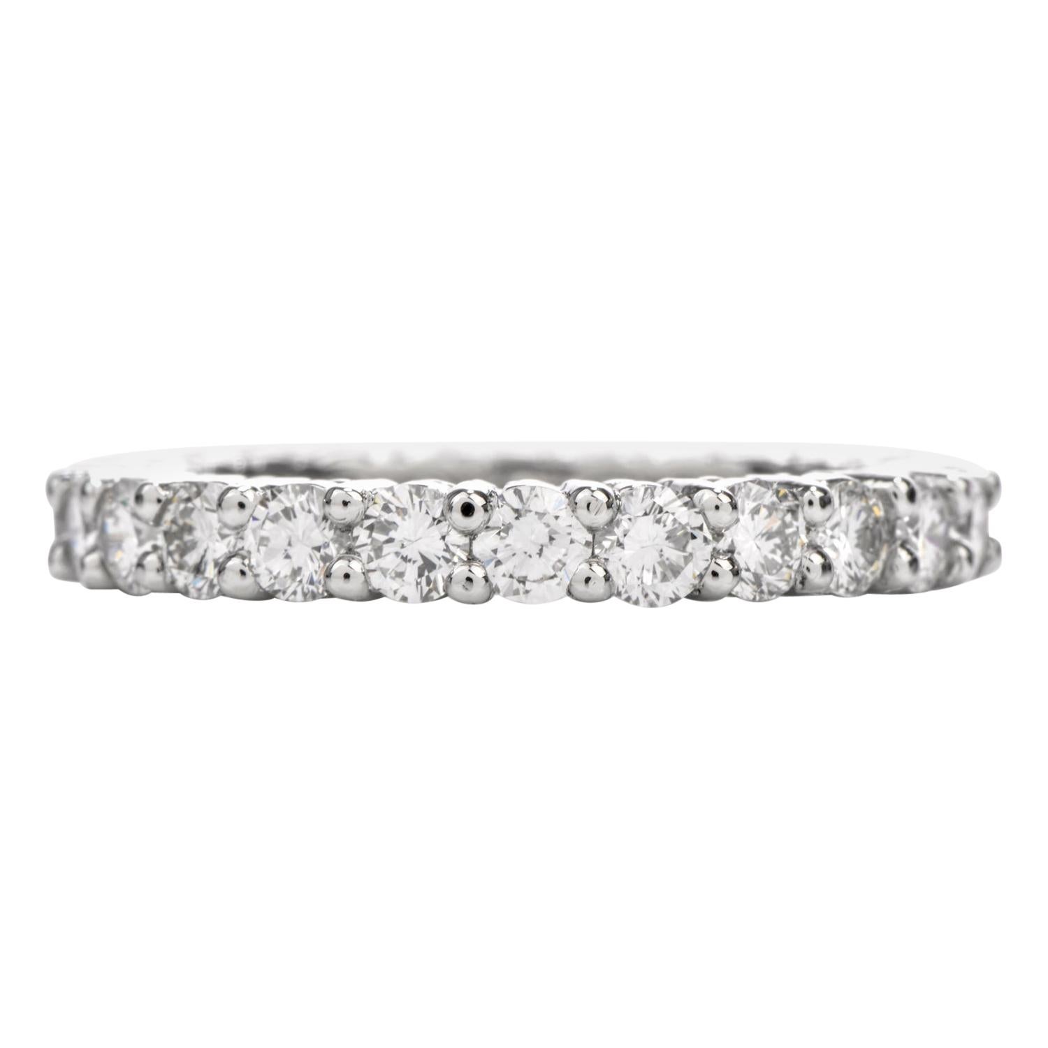 Classic Natural Diamond Platinum Eternity Band Ring For Sale