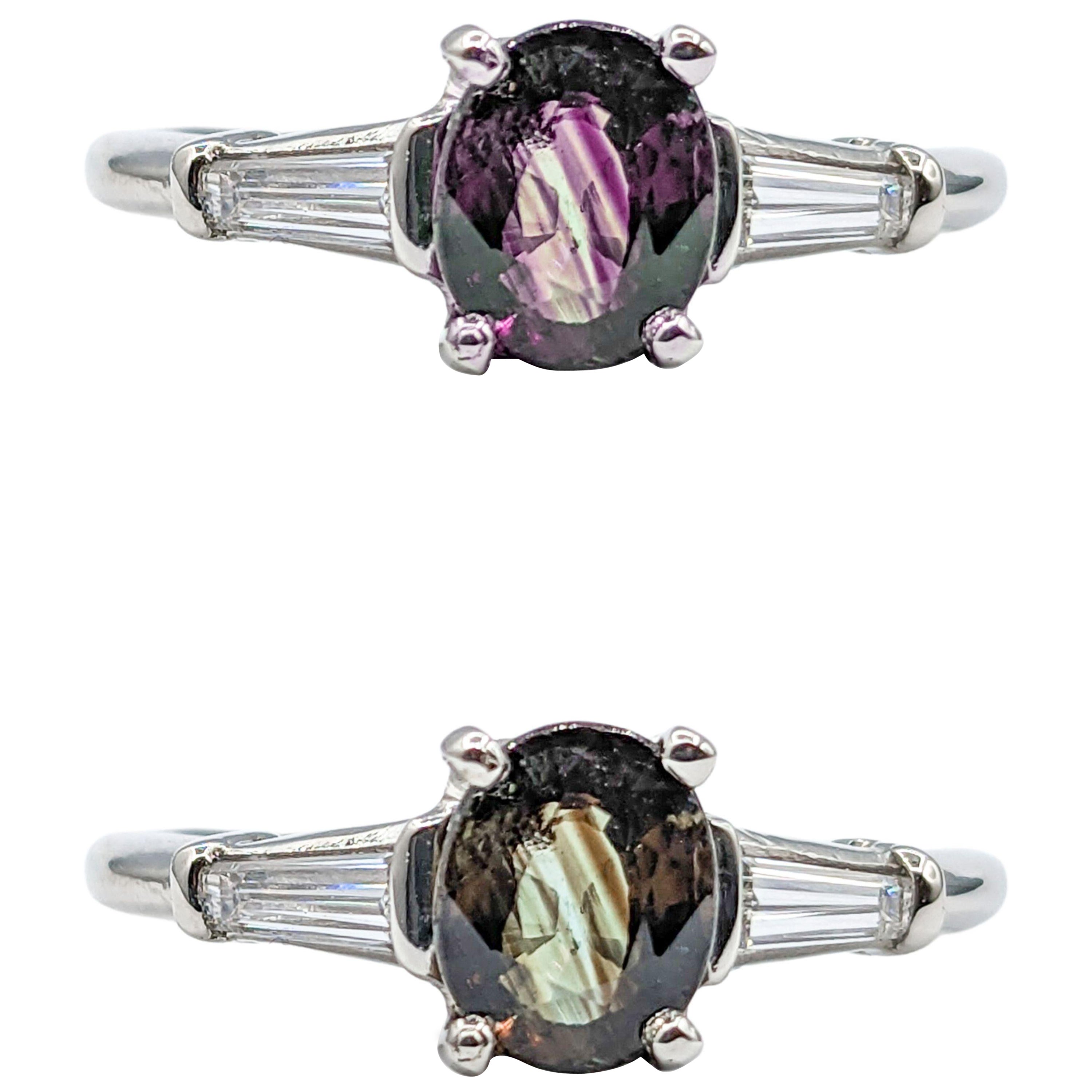 Klassischer natürlicher Madagaskar Alexandrit & Diamant Ring in Platin