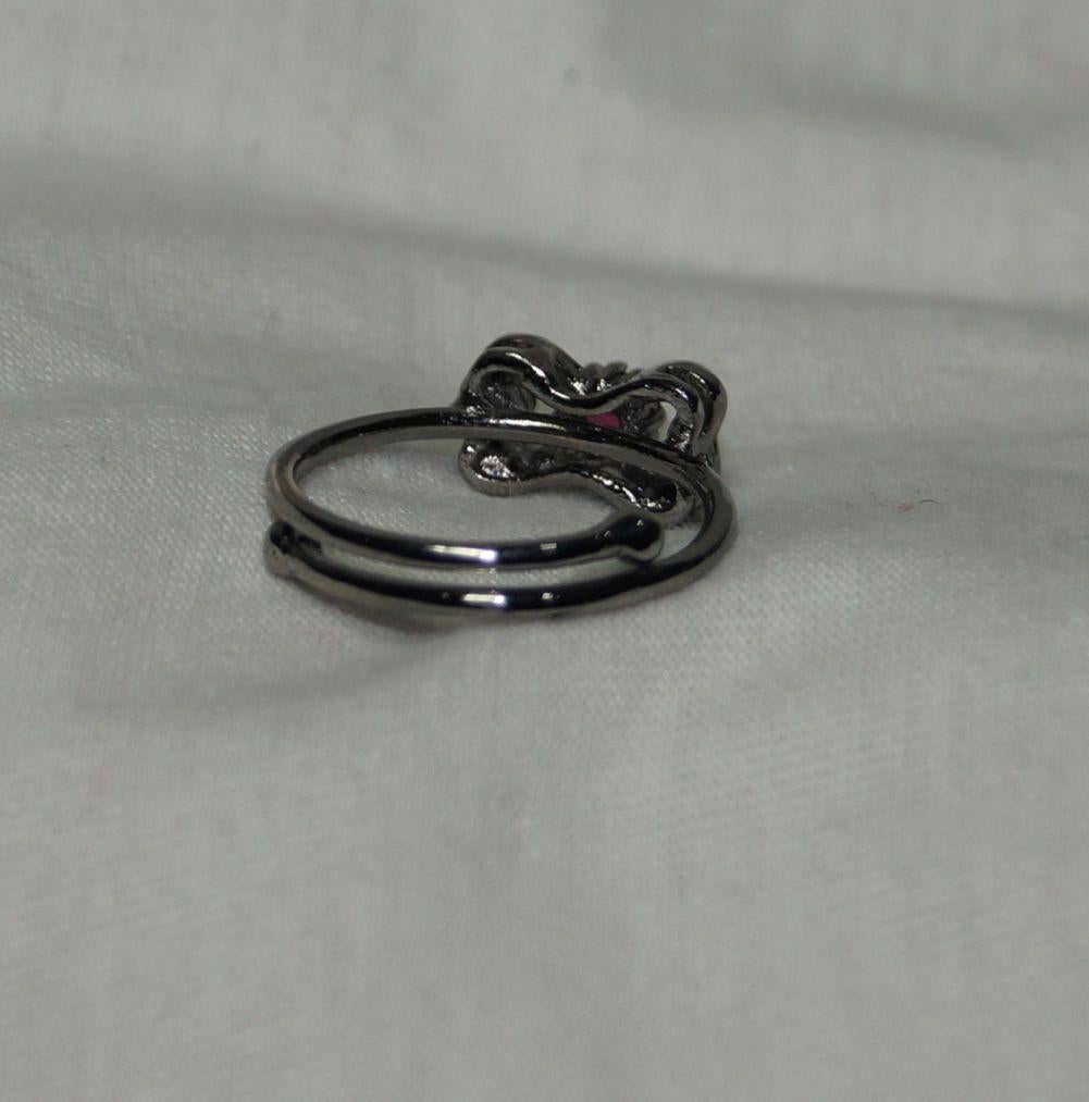 Rose Cut Classic Natural rose cut diamond Burma ruby 925 silver adjustable bow ring For Sale