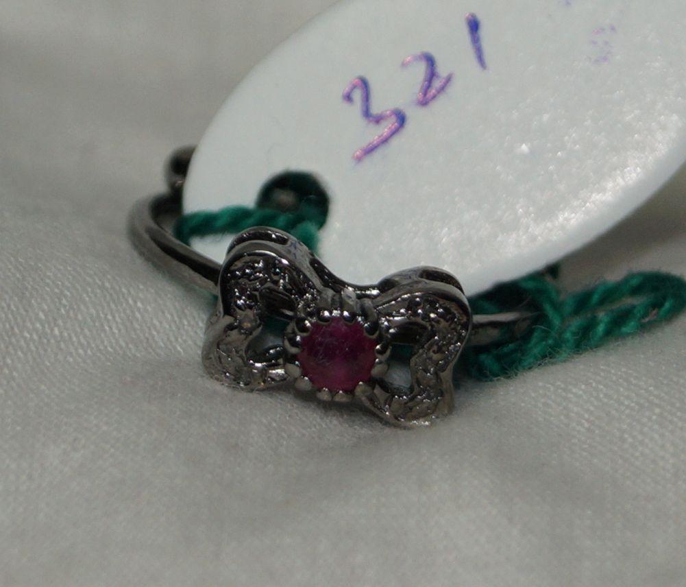Classic Natural rose cut diamond Burma ruby 925 silver adjustable bow ring For Sale 1