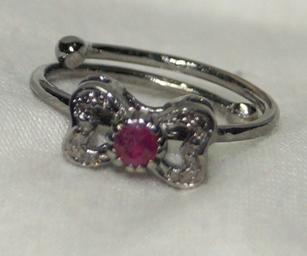 Classic Natural rose cut diamond Burma ruby 925 silver adjustable bow ring For Sale 2