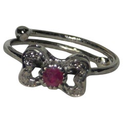 Classic Bague à boucle réglable en argent 925, diamant naturel taillé en rose, rubis de Birmanie