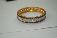 Classic Natural uncut rose cut Diamond sterling silver hinged bracelet