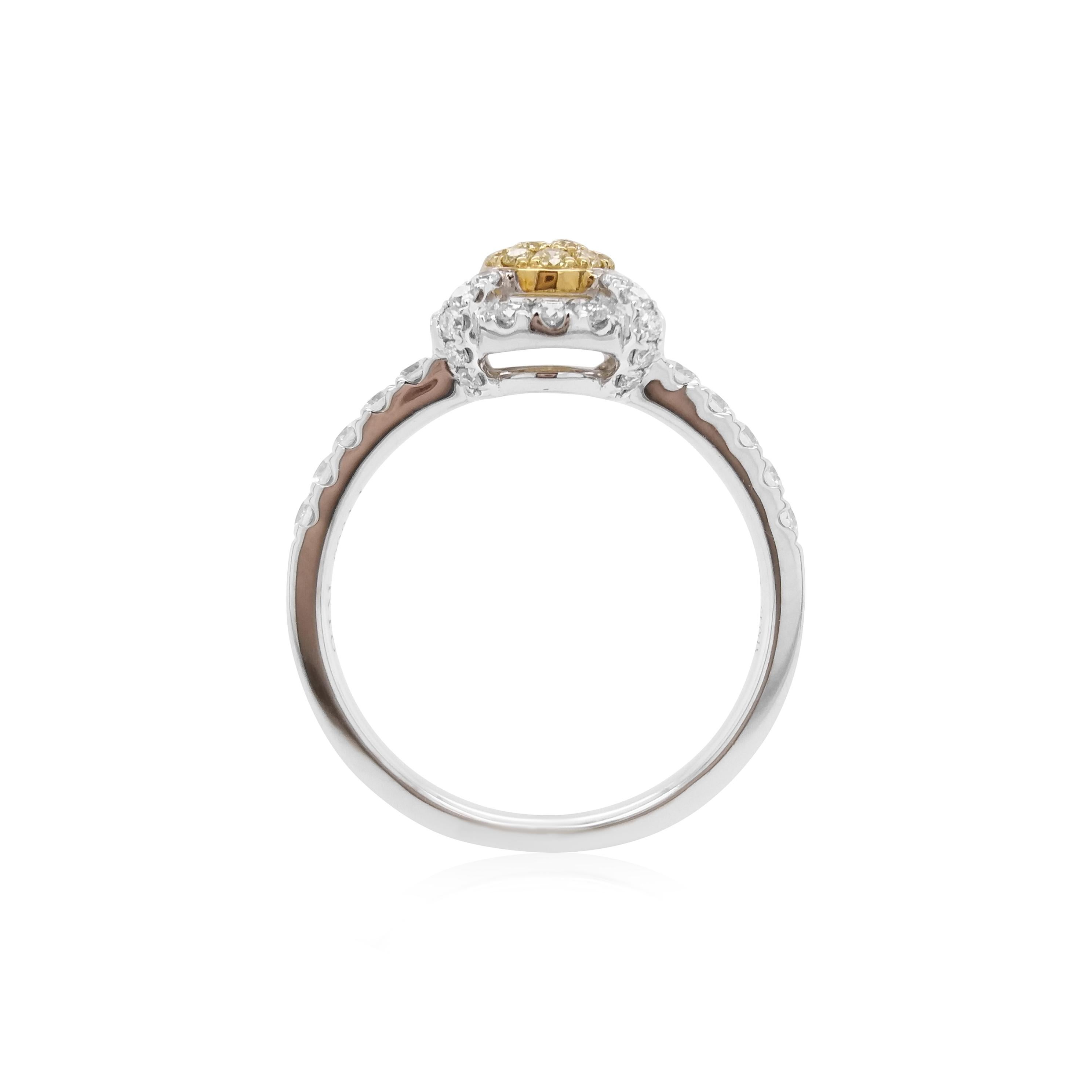 Contemporary Classic Natural Yellow diamond and White diamond ring For Sale