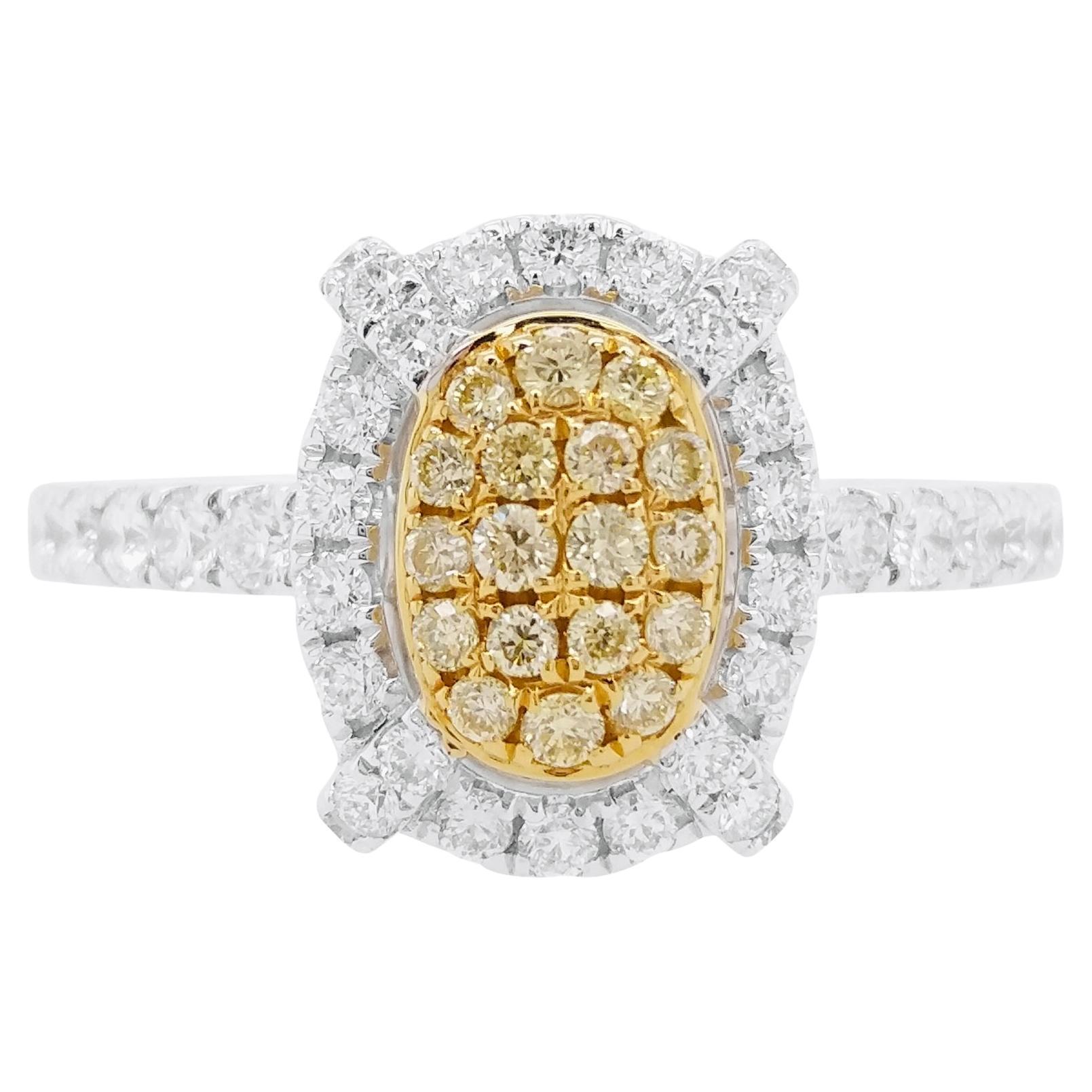 Classic Natural Yellow diamond and White diamond ring