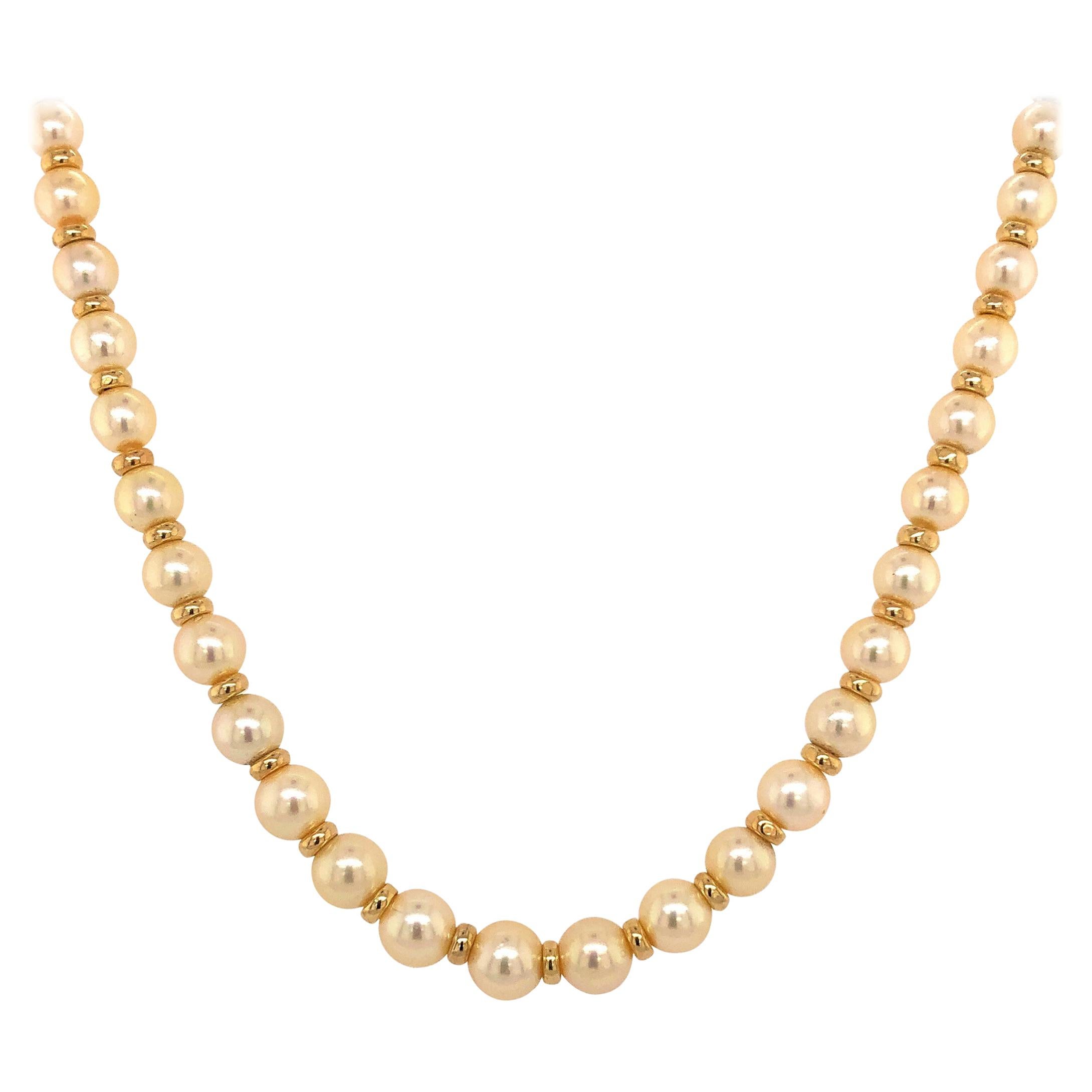 Pearl and Gold Bead Collar Length Necklace