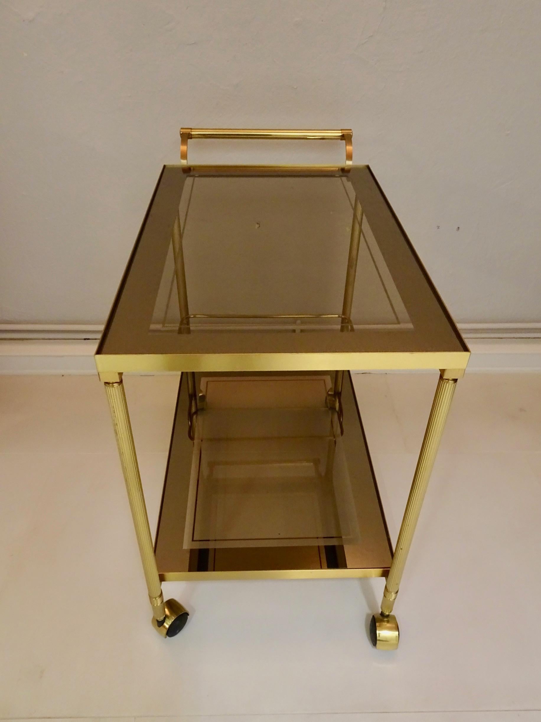 Classic Neoclassical / Hollywood Regency Gilded Brass Trolley For Sale 5
