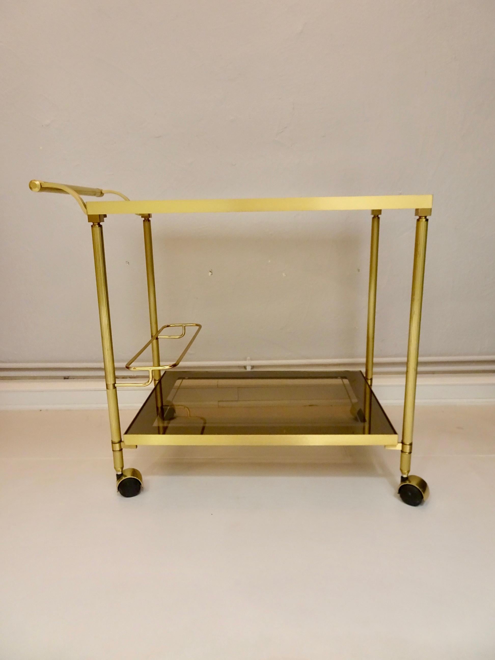 French Classic Neoclassical / Hollywood Regency Gilded Brass Trolley For Sale