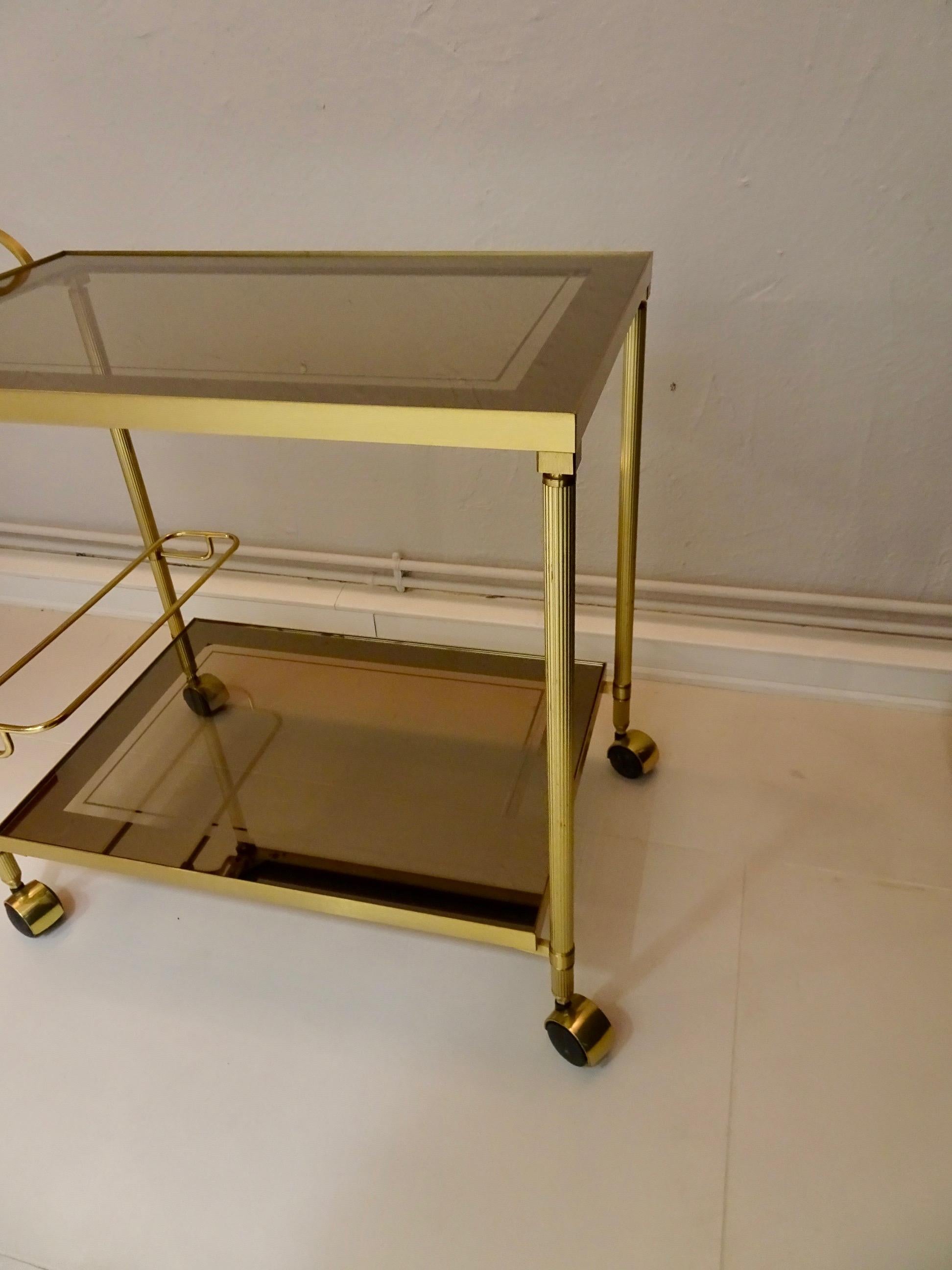 Mid-20th Century Classic Neoclassical / Hollywood Regency Gilded Brass Trolley For Sale