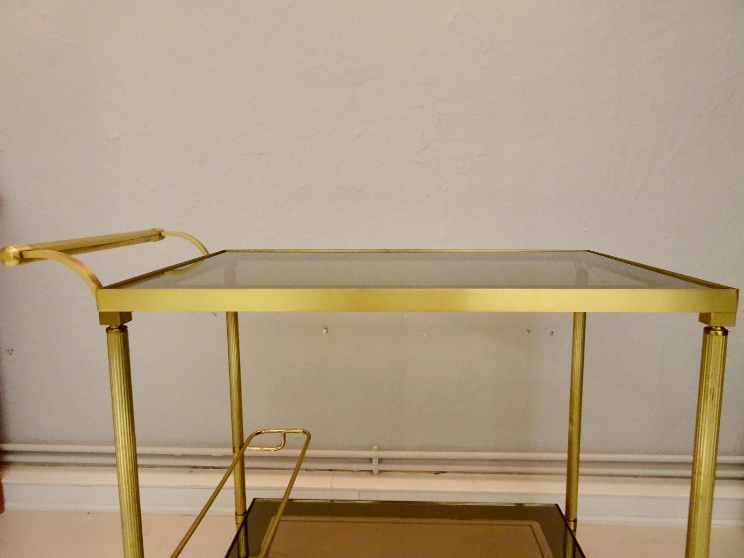 Classic Neoclassical / Hollywood Regency Gilded Brass Trolley For Sale 3