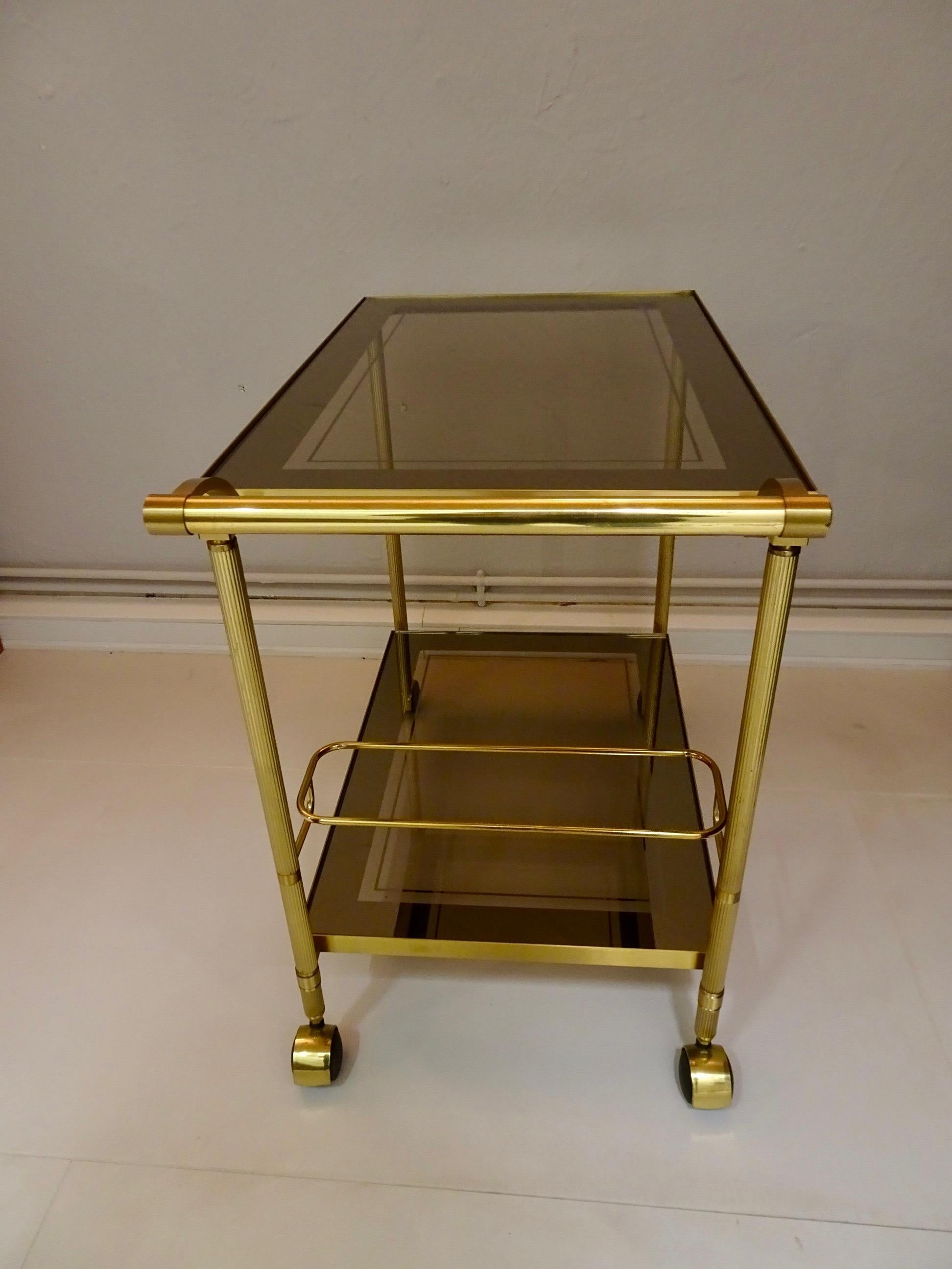 Classic Neoclassical / Hollywood Regency Gilded Brass Trolley For Sale 4
