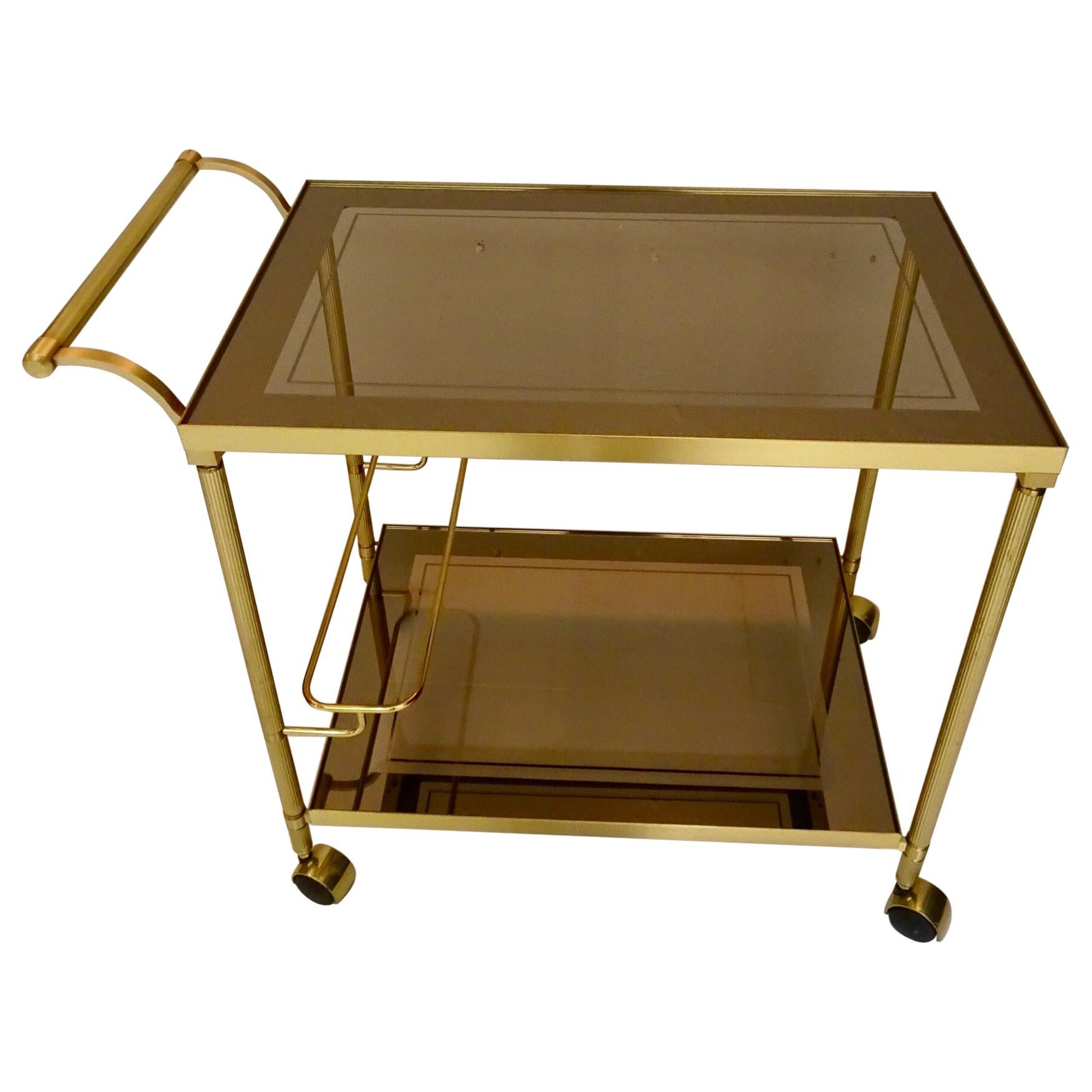 Classic Neoclassical / Hollywood Regency Gilded Brass Trolley For Sale