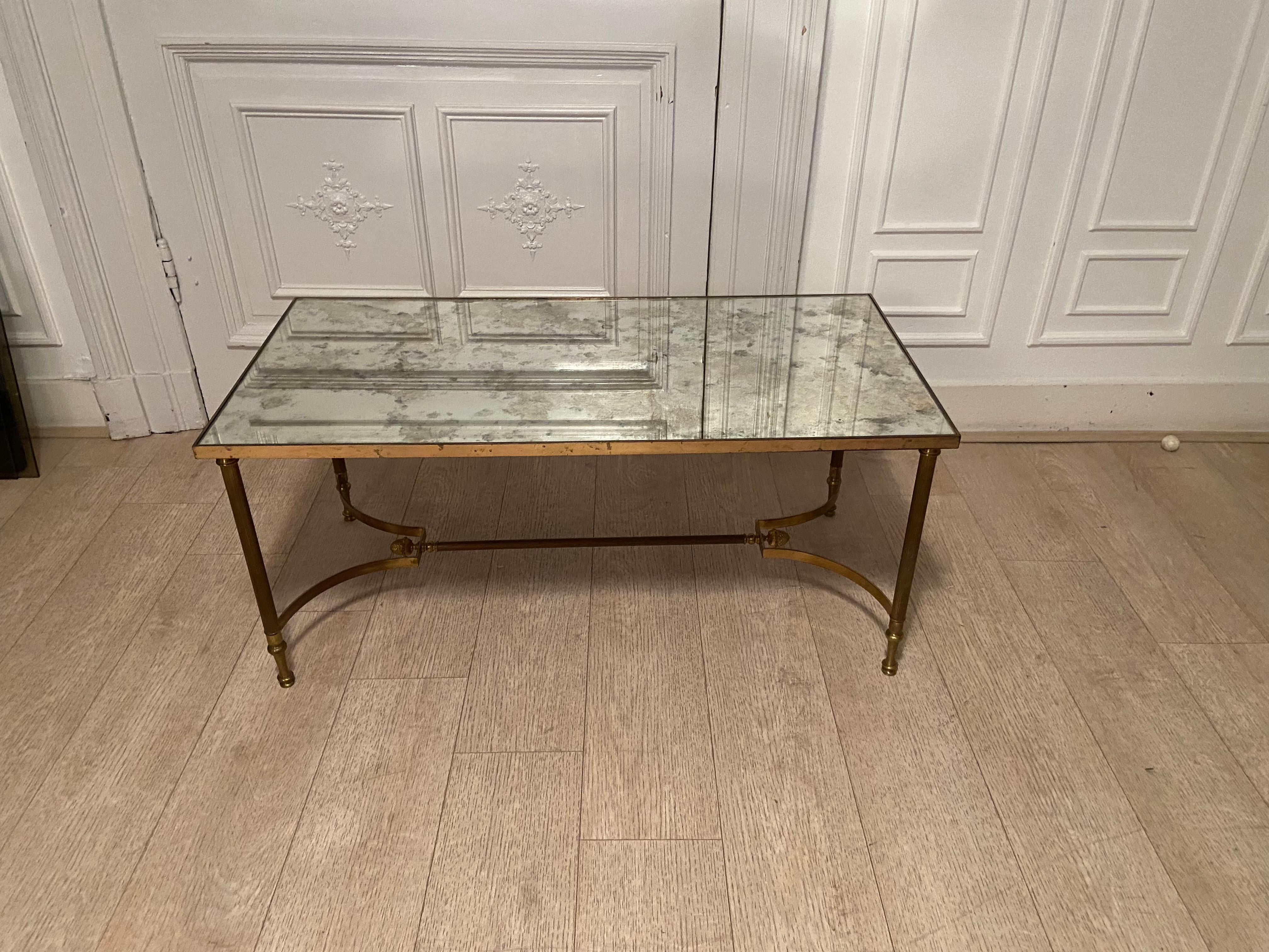 Mid-Century Modern Classic Neo Coffee Table in Brass and Oxidized Mirror For Sale