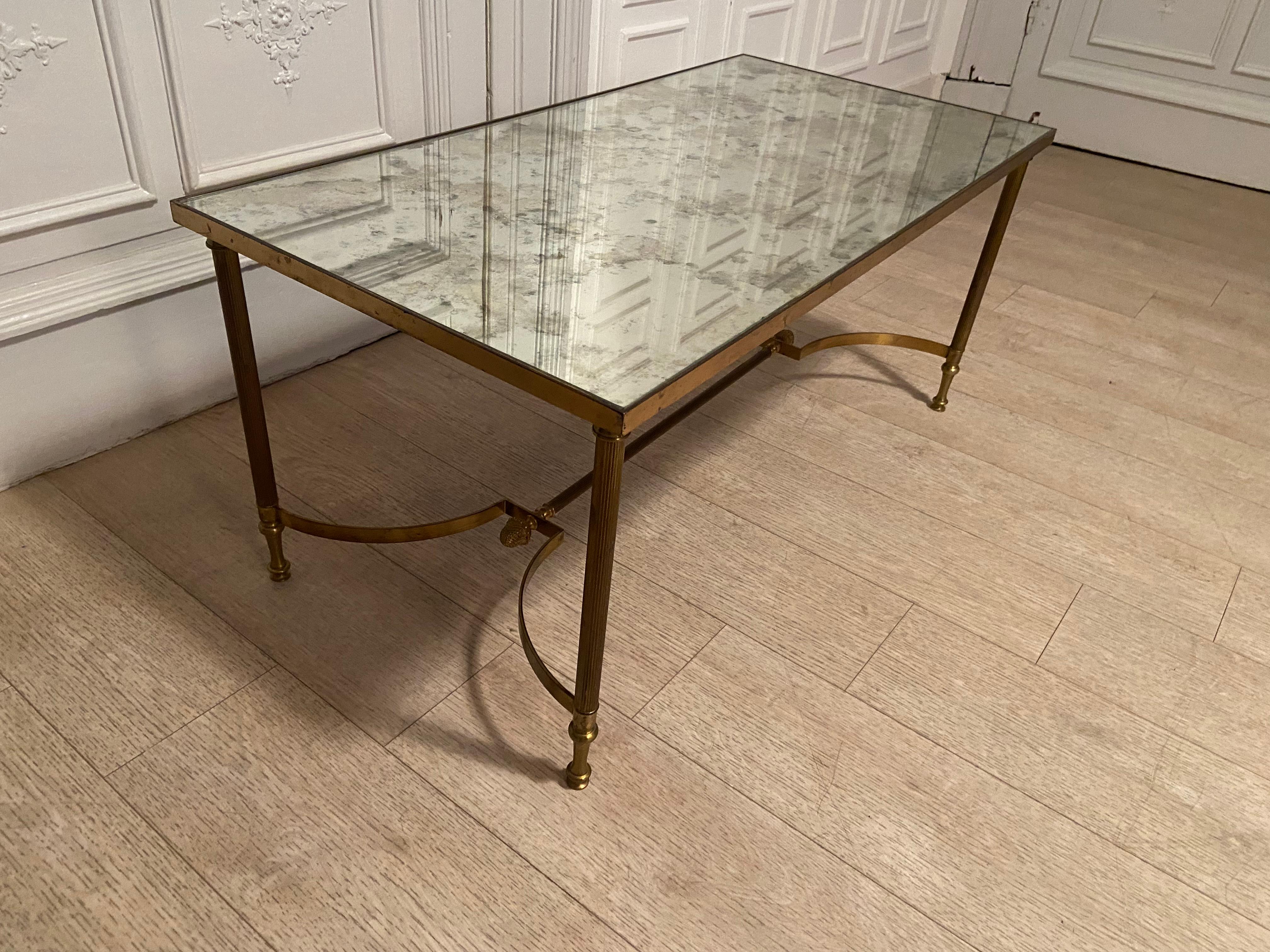 Classic Neo Coffee Table in Brass and Oxidized Mirror In Good Condition For Sale In Brussels , BE