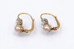 Classic old-cut diamond earrings with pearls, first half of the 20th century