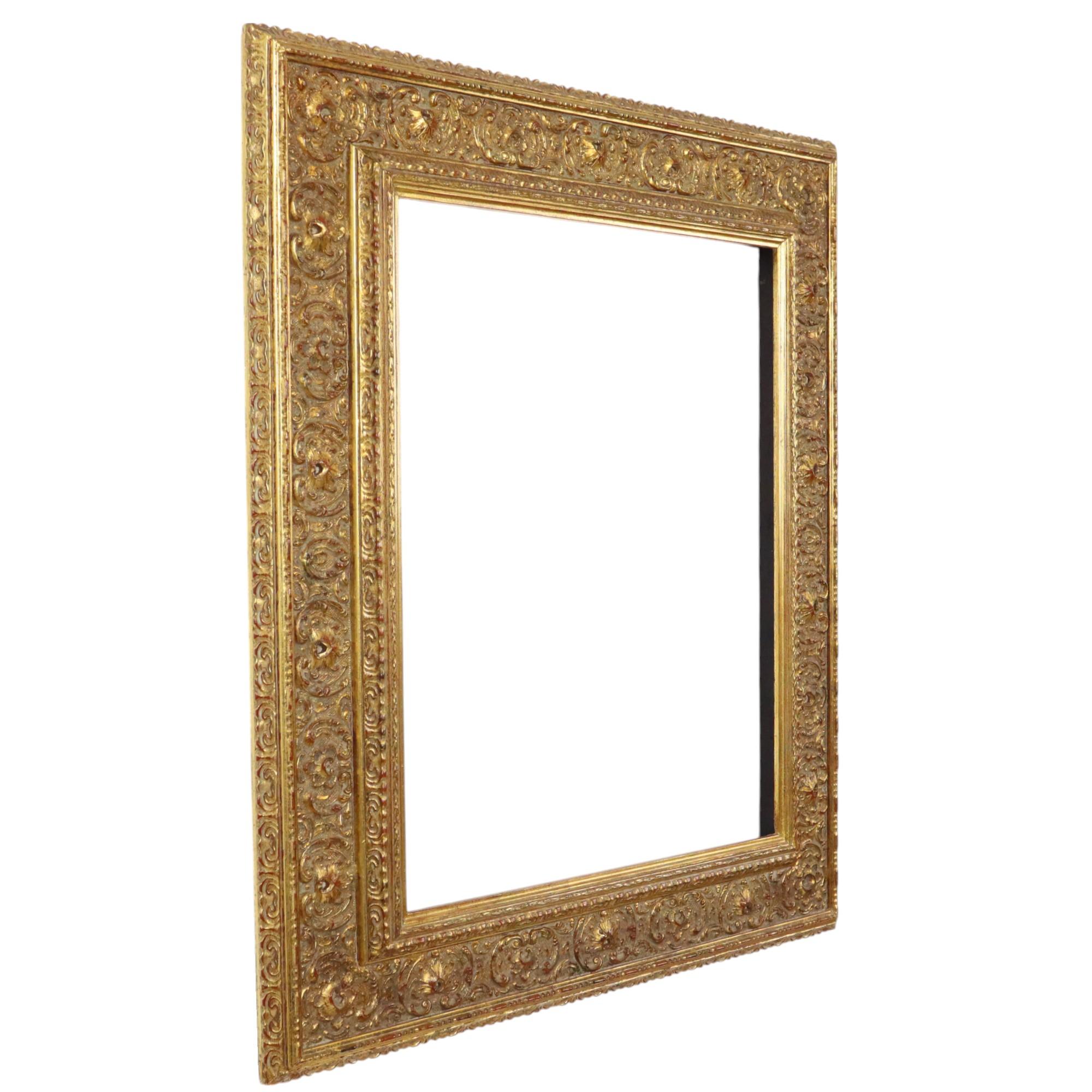 Classic Old Wooden Baroque Rococo Style Frame Gold 69x59cm For Sale 5