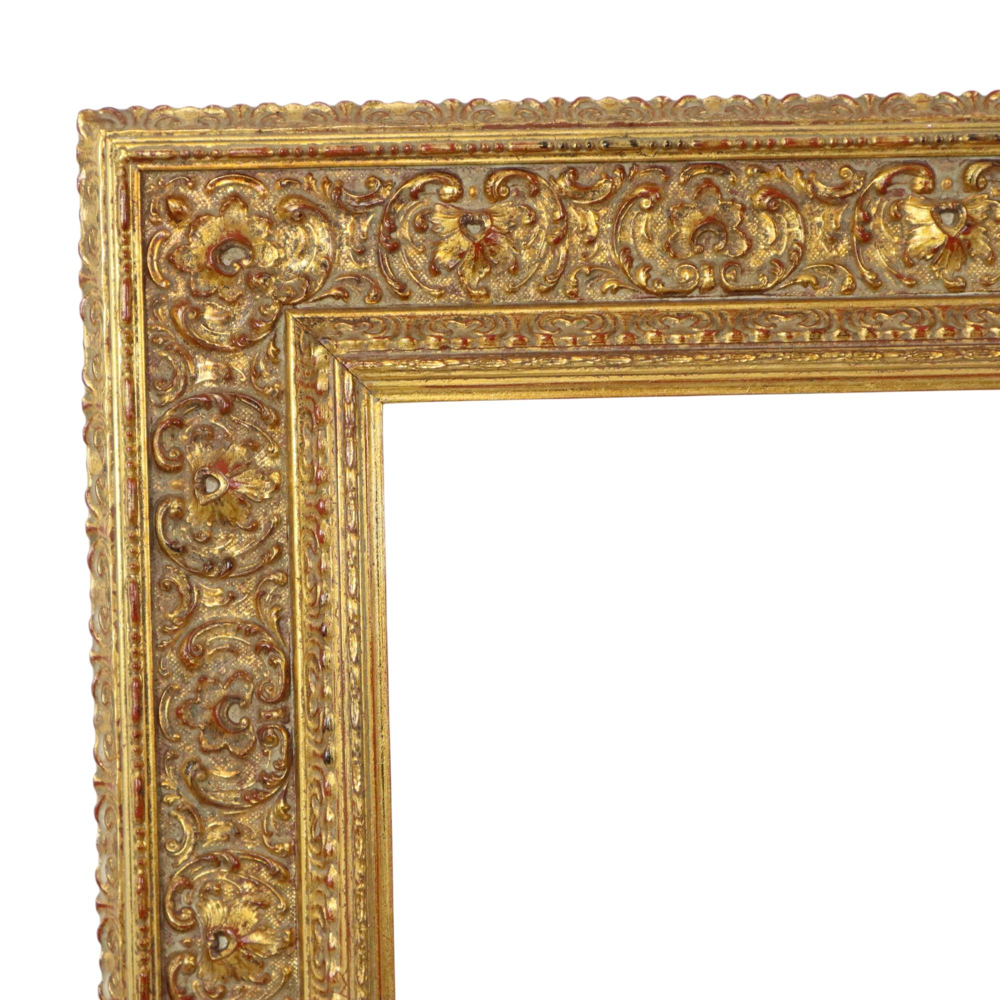 Early 20th Century Classic Old Wooden Baroque Rococo Style Frame Gold 69x59cm For Sale