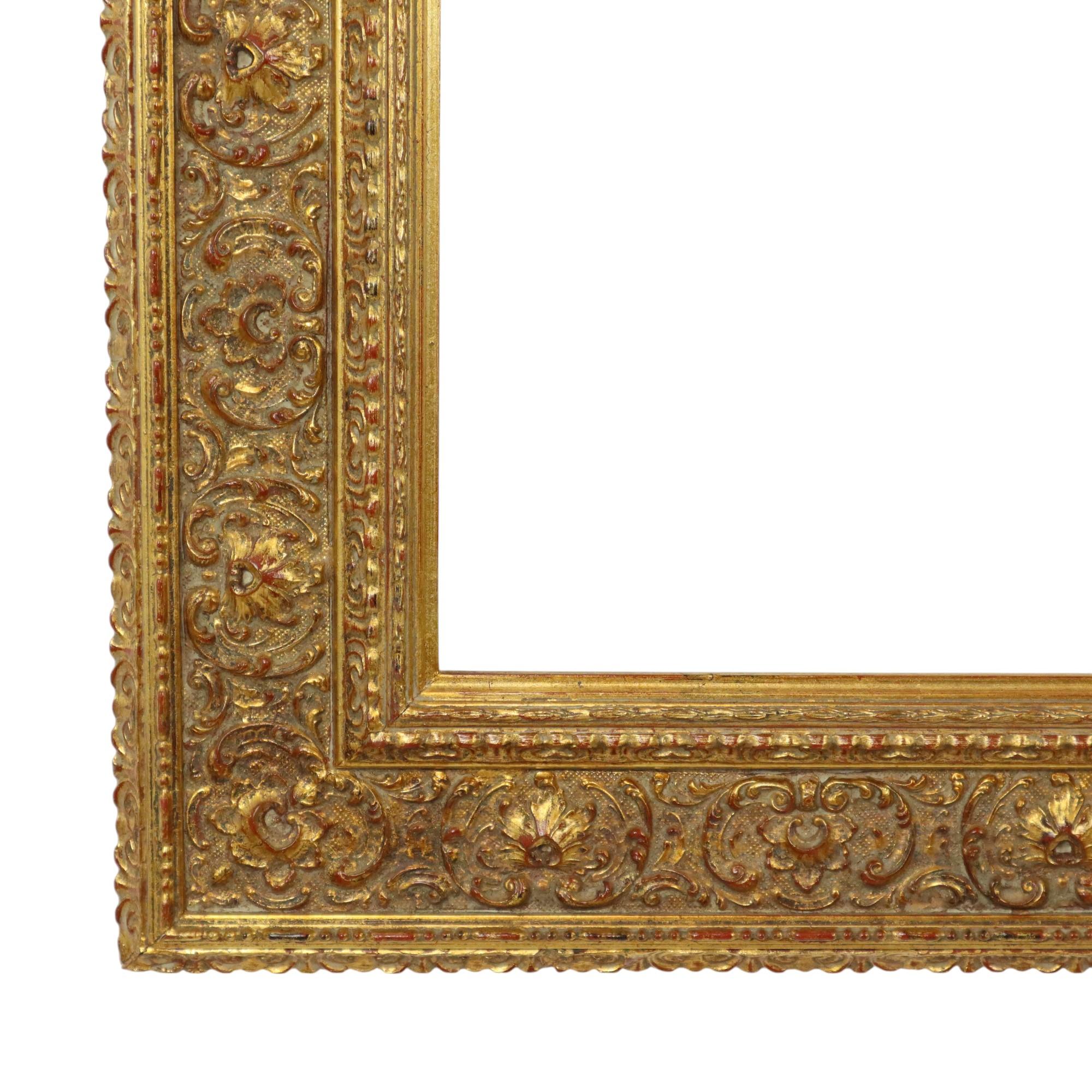 Gesso Classic Old Wooden Baroque Rococo Style Frame Gold 69x59cm For Sale
