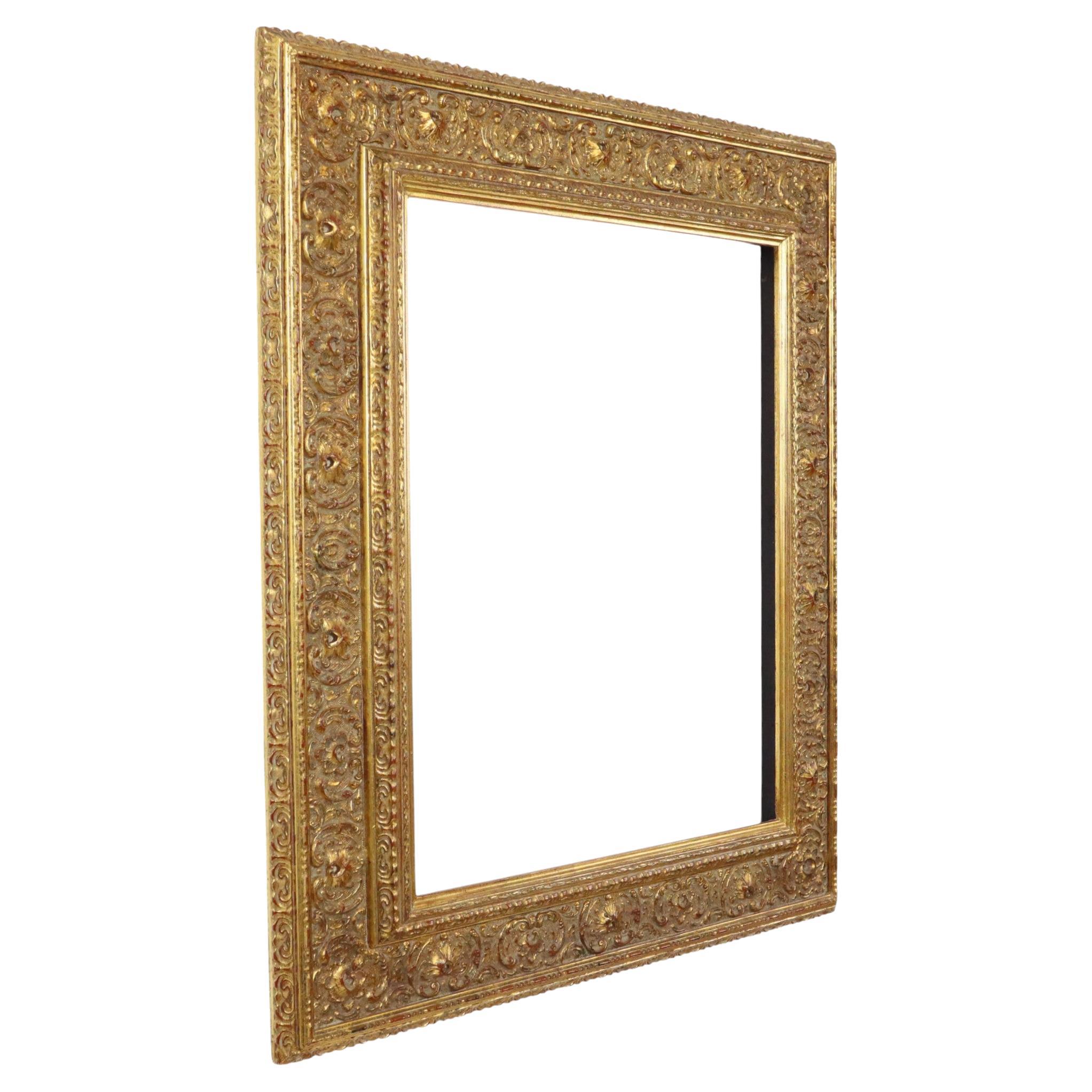 Classic Old Wooden Baroque Rococo Style Frame Gold 69x59cm For Sale