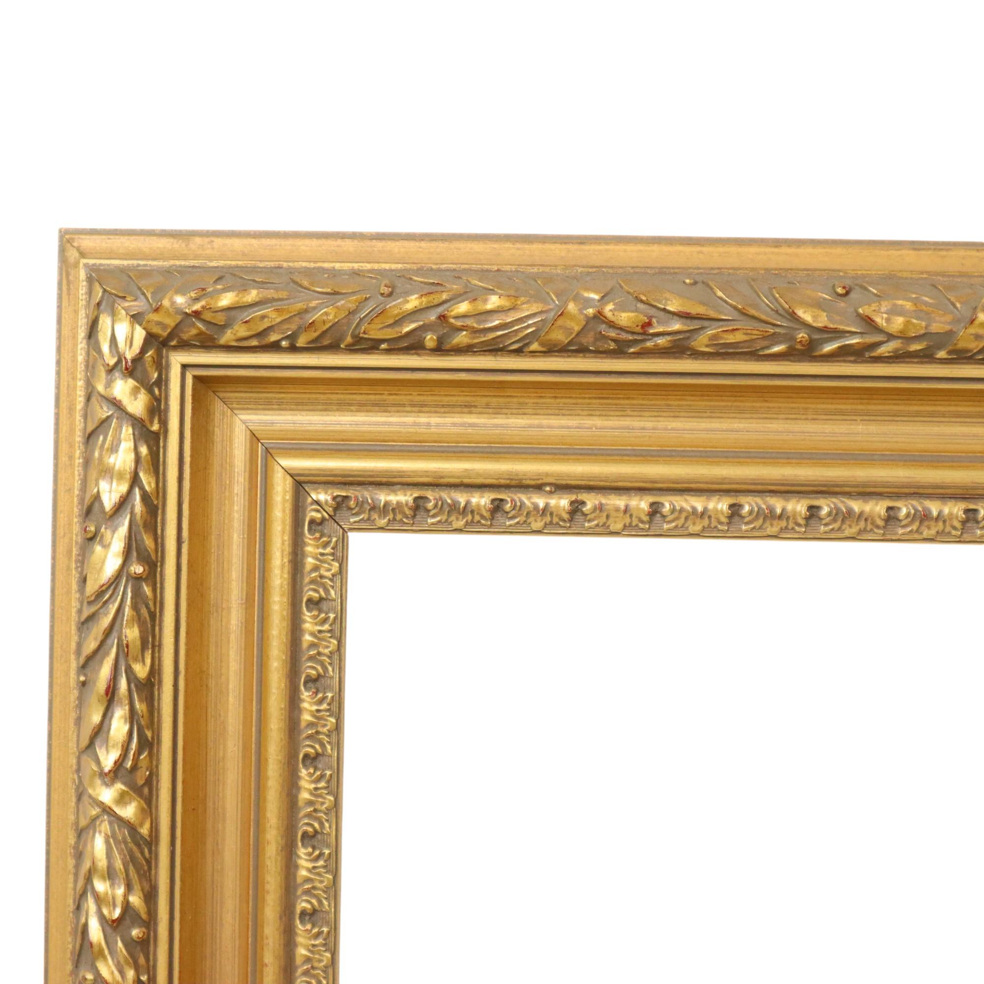 Late 20th Century Classic Old Wooden Baroque Rococo Style Frame Gold 71x53cm For Sale