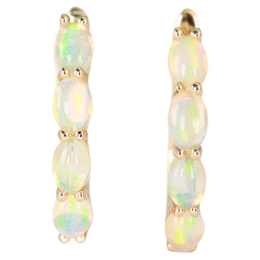Classic Opal 14K Yellow Gold Oval Cab Earring