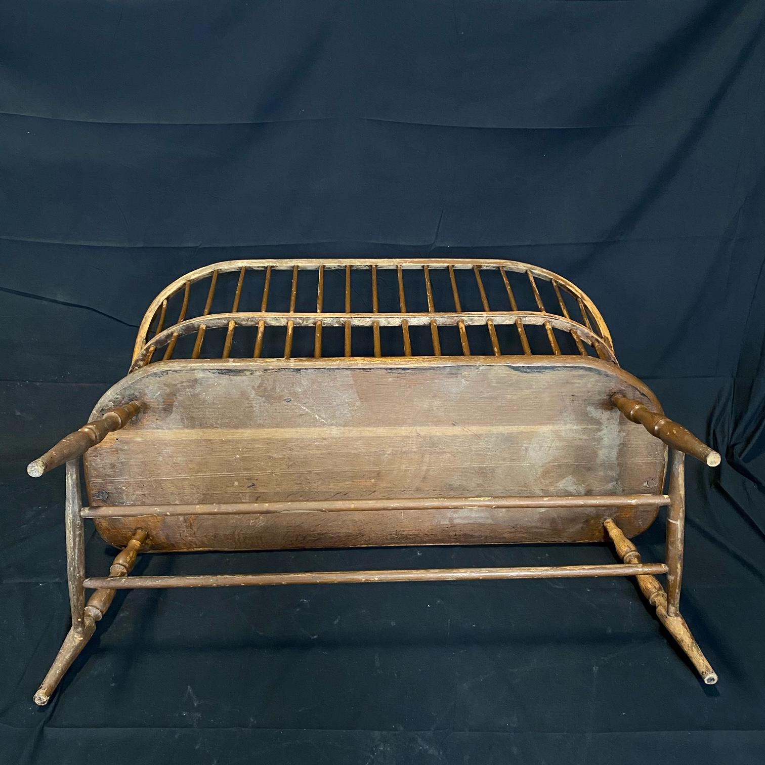 Classic Original Early Plank Seat Windsor Spindle Back Hoop Bench or Settee 3