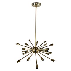 Classic Original Vintage 24 Arm Brass Sputnik Pendant Chandelier, Mid Century