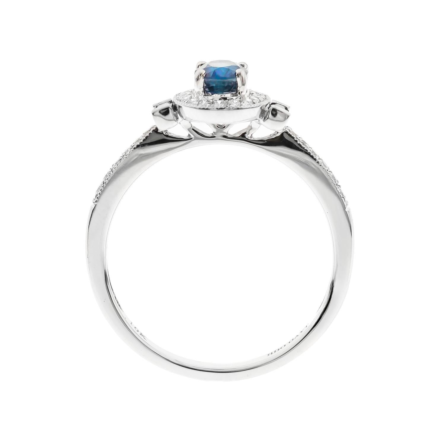 Stunning, timeless and classy eternity Unique Ring. Decorate yourself in luxury with this Gin & Grace Ring. The 10K White Gold jewelry boasts with Oval-cut 1 pcs 0.64 carat, Baguette-cut 2 pcs 0.15 carat Blue Sapphire and Natural Round-cut white